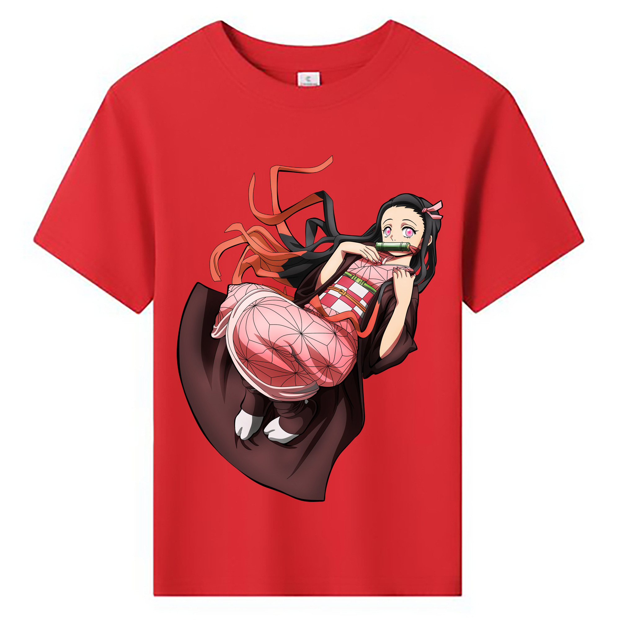（画像用） 鬼滅の刃（きめつのやいば）竈門 禰󠄀豆子／かまど ねずこ Kamado Nezuko 綿100％キッズTシャツ（フロントプリント）