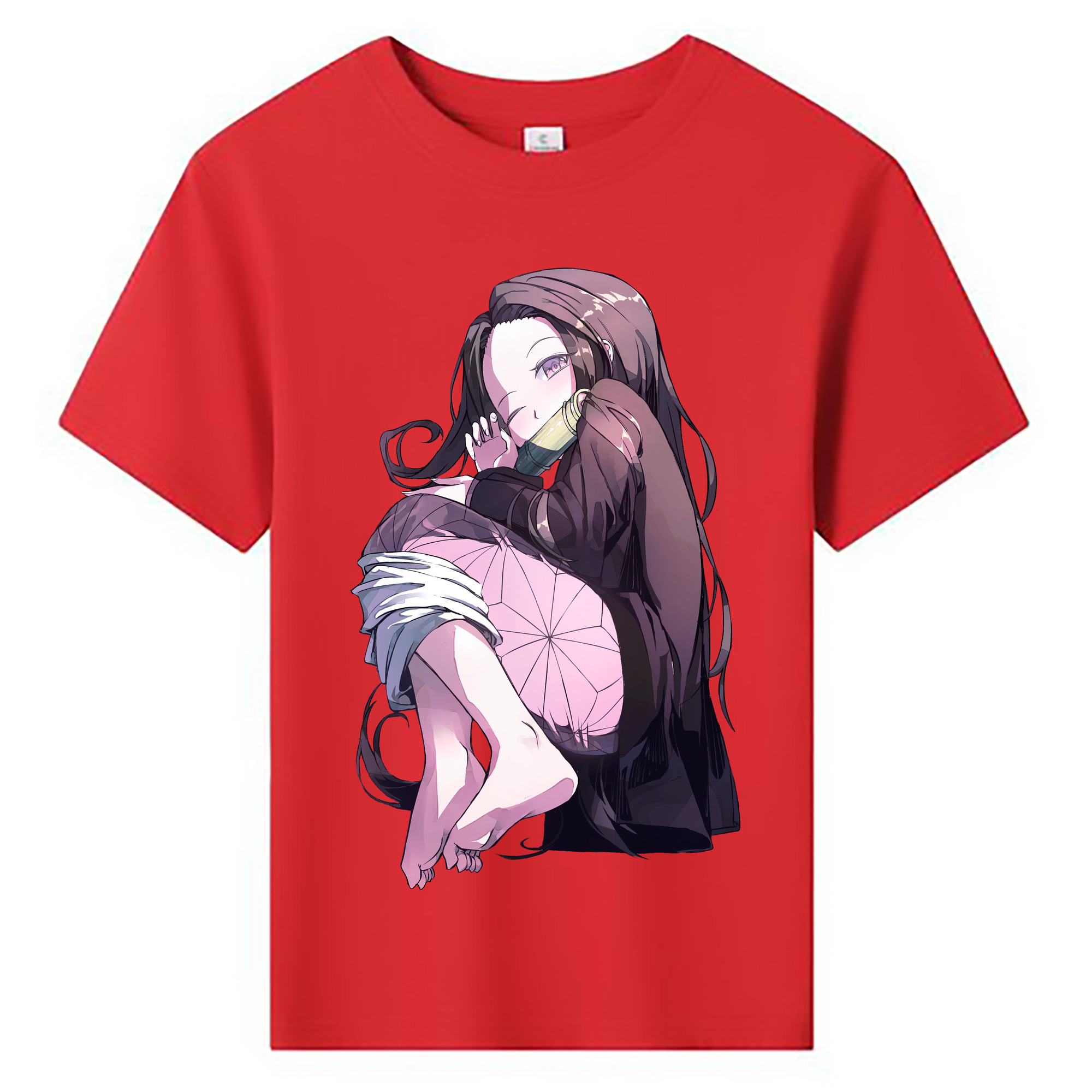 （画像用） 鬼滅の刃（きめつのやいば）竈門 禰󠄀豆子／かまど ねずこ Kamado Nezuko 綿100％キッズTシャツ（フロントプリント）