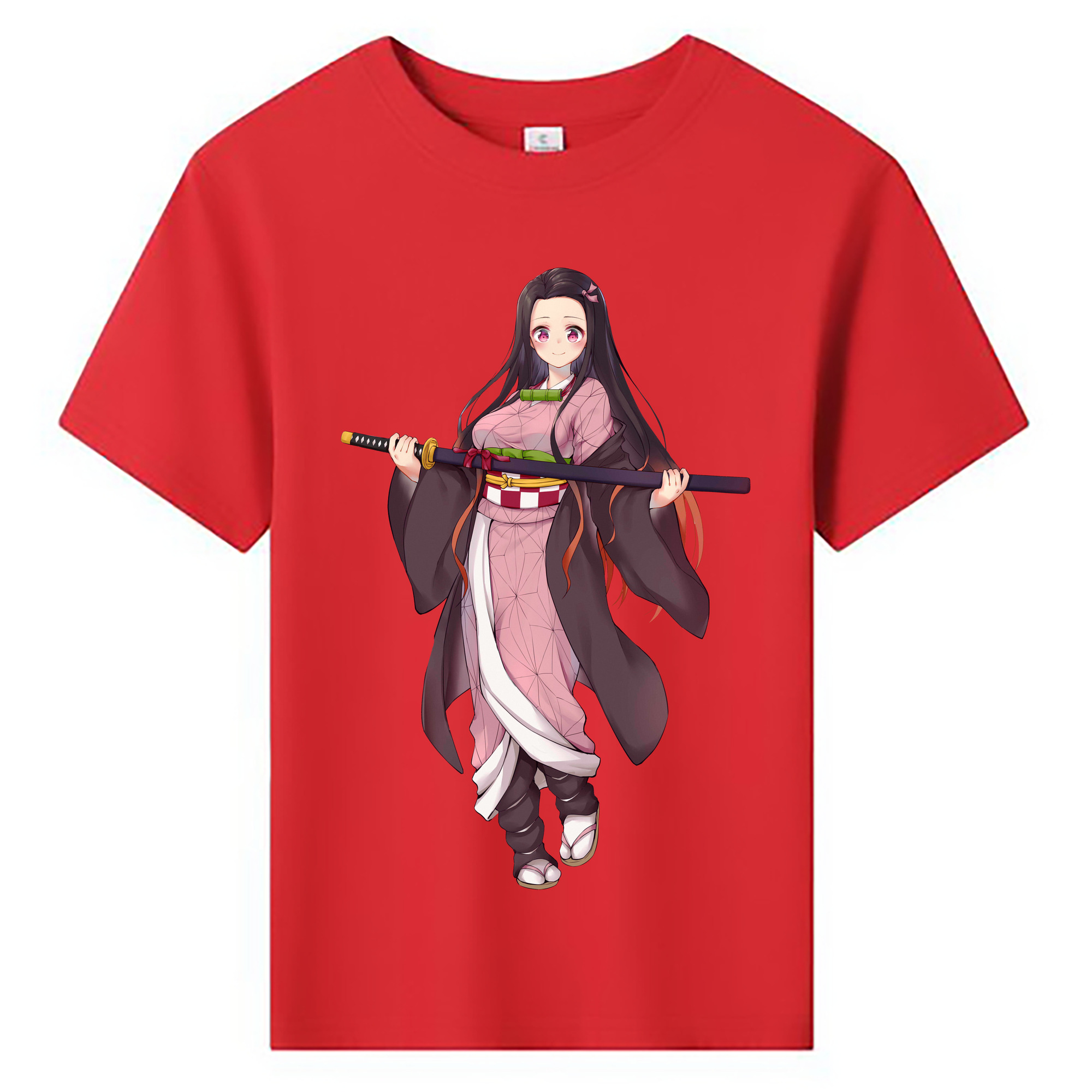 （画像用） 鬼滅の刃（きめつのやいば）竈門 禰󠄀豆子／かまど ねずこ Kamado Nezuko 綿100％キッズTシャツ（フロントプリント）