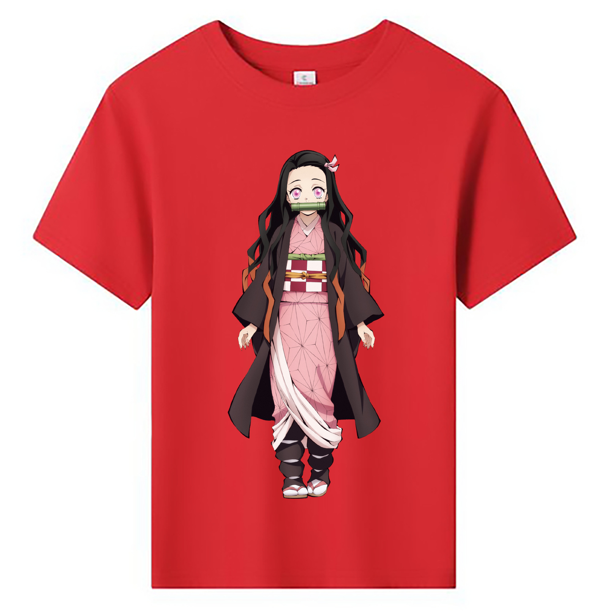 （画像用） 鬼滅の刃（きめつのやいば）竈門 禰󠄀豆子／かまど ねずこ Kamado Nezuko 綿100％キッズTシャツ（フロントプリント）