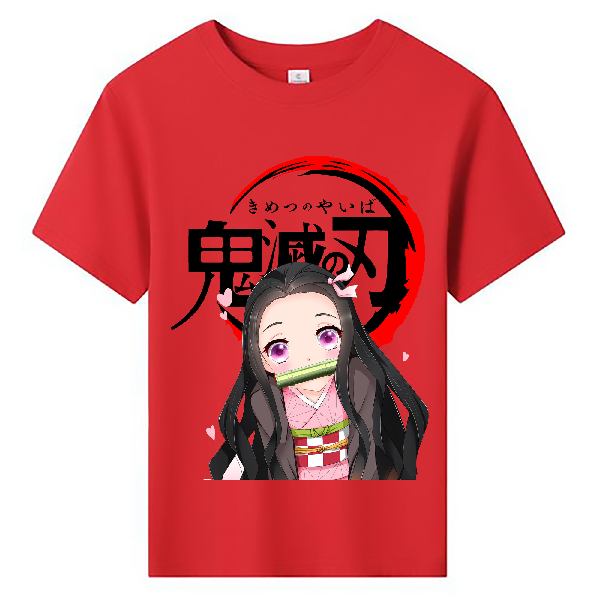 （画像用） 鬼滅の刃（きめつのやいば）竈門 禰󠄀豆子／かまど ねずこ Kamado Nezuko 綿100％キッズTシャツ（フロントプリント）
