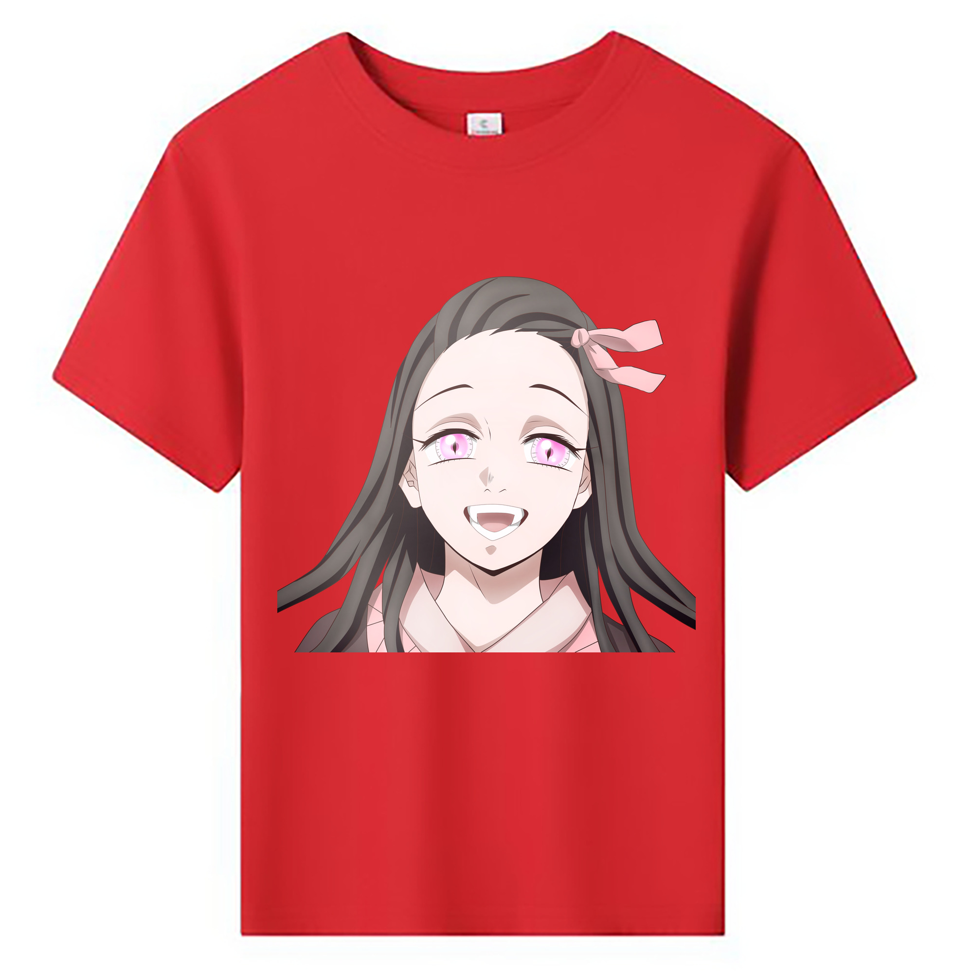 （画像用） 鬼滅の刃（きめつのやいば）竈門 禰󠄀豆子／かまど ねずこ Kamado Nezuko 綿100％キッズTシャツ（フロントプリント）