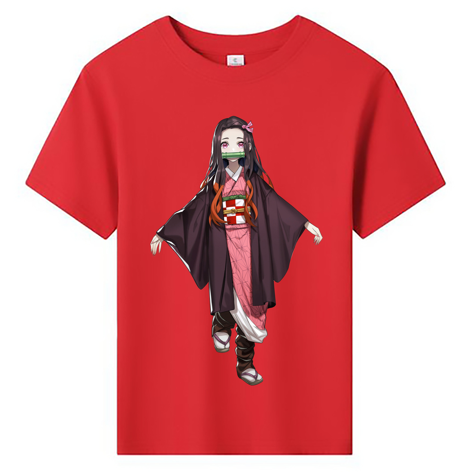 （画像用） 鬼滅の刃（きめつのやいば）竈門 禰󠄀豆子／かまど ねずこ Kamado Nezuko 綿100％キッズTシャツ（フロントプリント）