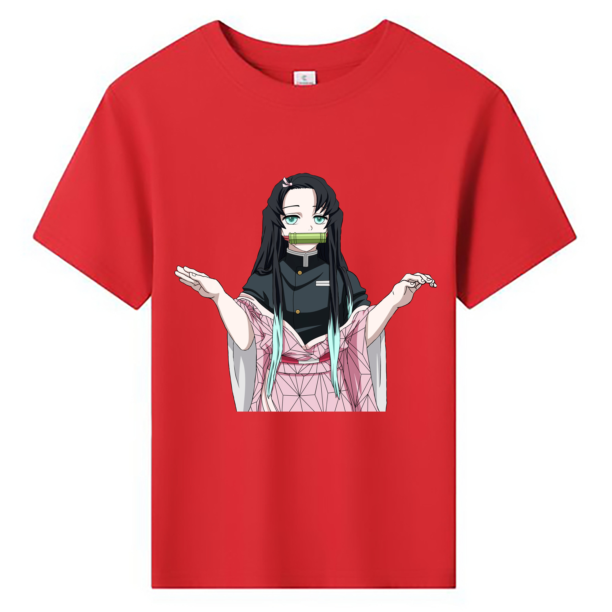 （画像用） 鬼滅の刃（きめつのやいば）竈門 禰󠄀豆子／かまど ねずこ Kamado Nezuko 綿100％キッズTシャツ（フロントプリント）