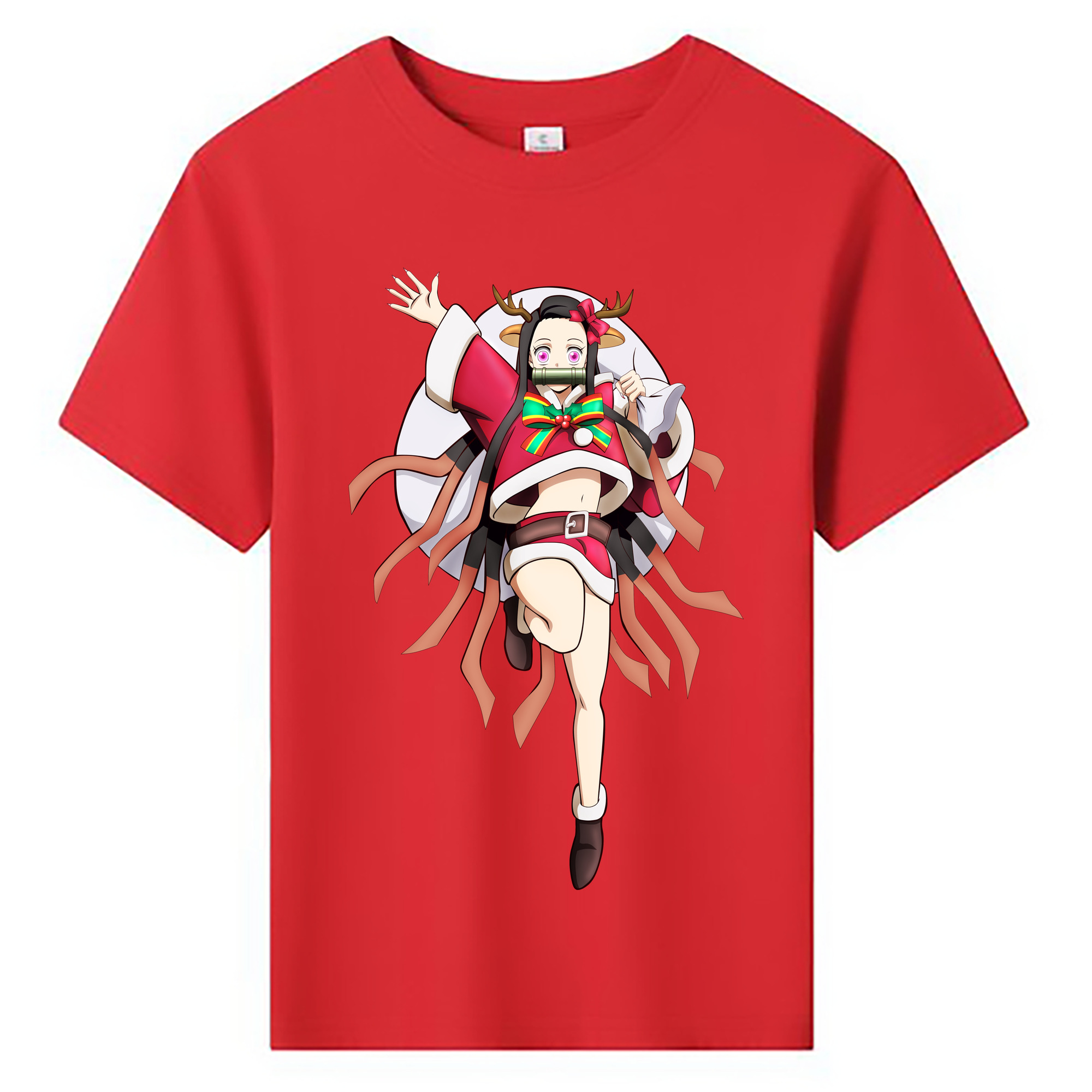 （画像用） 鬼滅の刃（きめつのやいば）竈門 禰󠄀豆子／かまど ねずこ Kamado Nezuko 綿100％キッズTシャツ（フロントプリント）