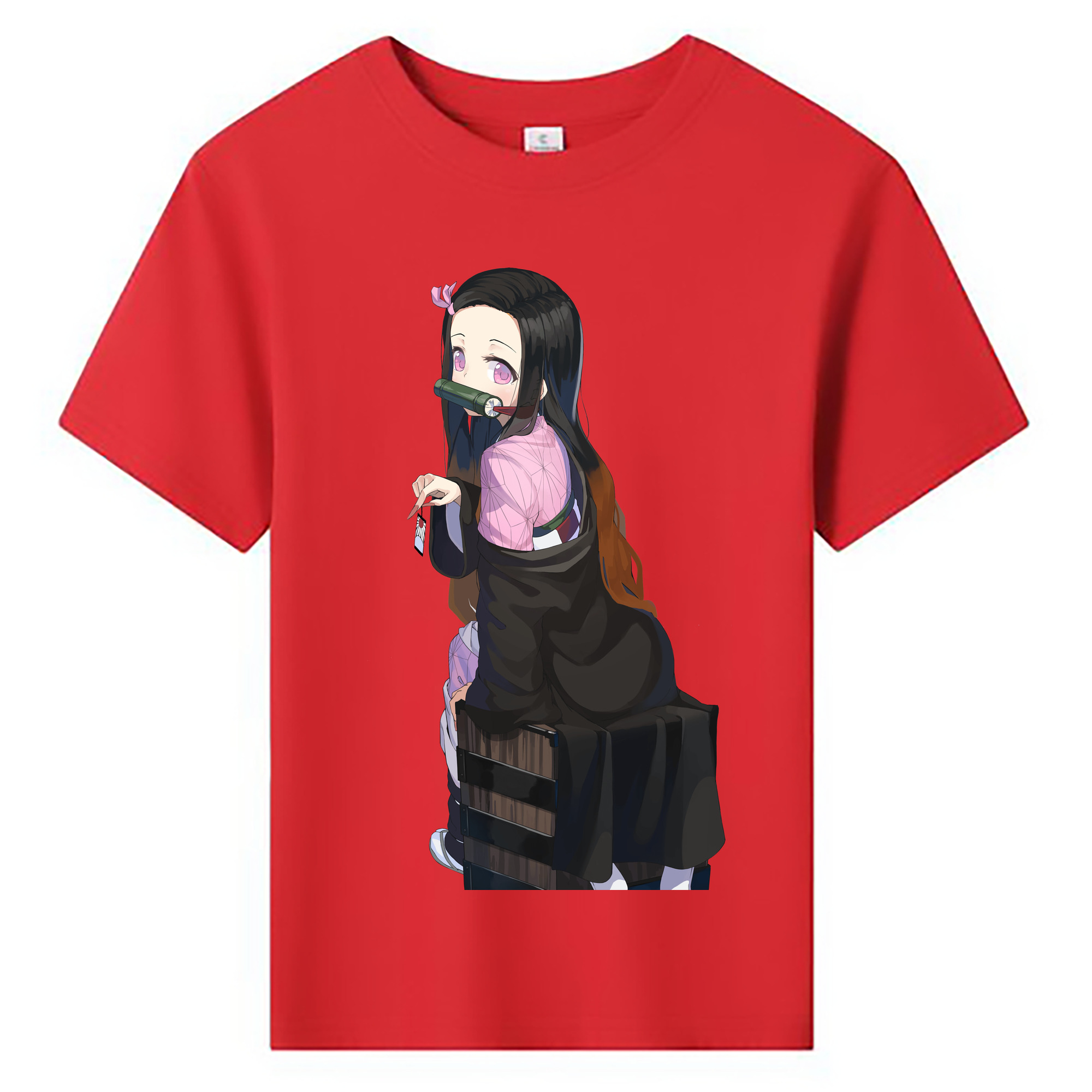 （画像用） 鬼滅の刃（きめつのやいば）竈門 禰󠄀豆子／かまど ねずこ Kamado Nezuko 綿100％キッズTシャツ（フロントプリント）