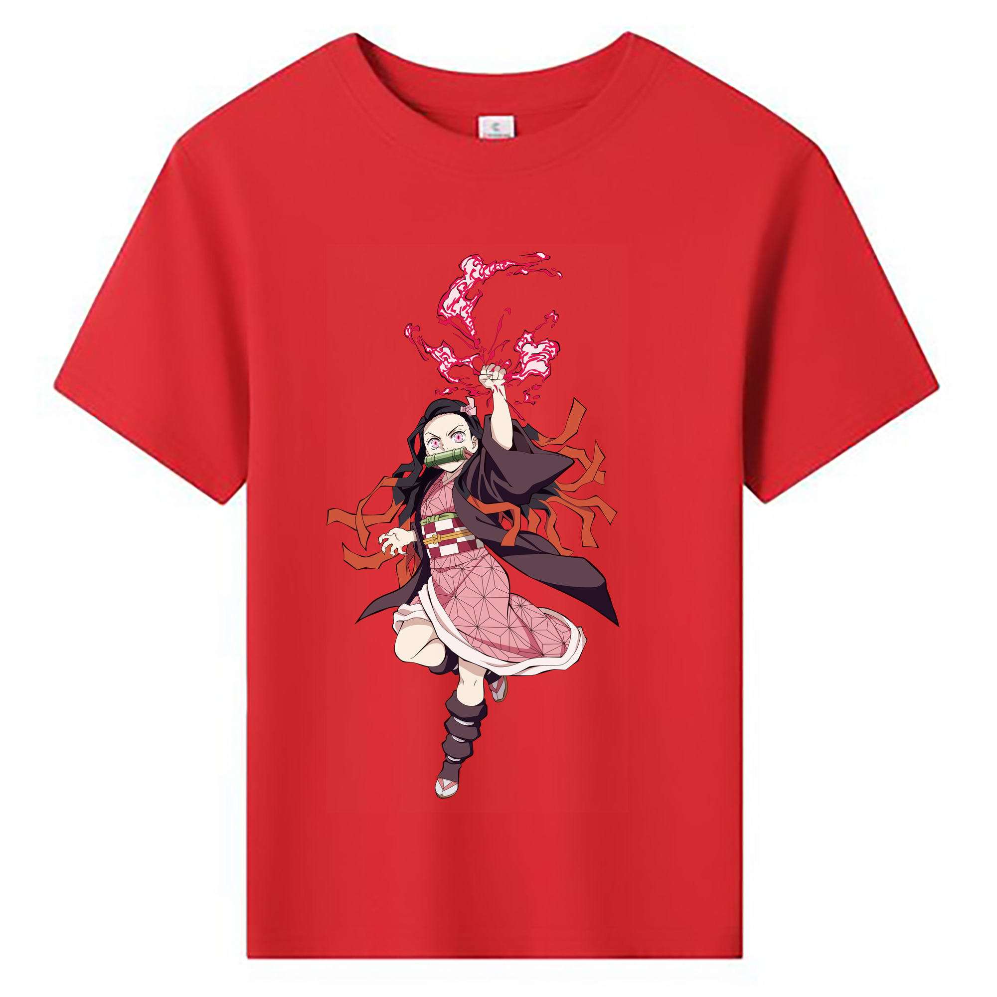 （画像用） 鬼滅の刃（きめつのやいば）竈門 禰󠄀豆子／かまど ねずこ Kamado Nezuko 綿100％キッズTシャツ（フロントプリント）