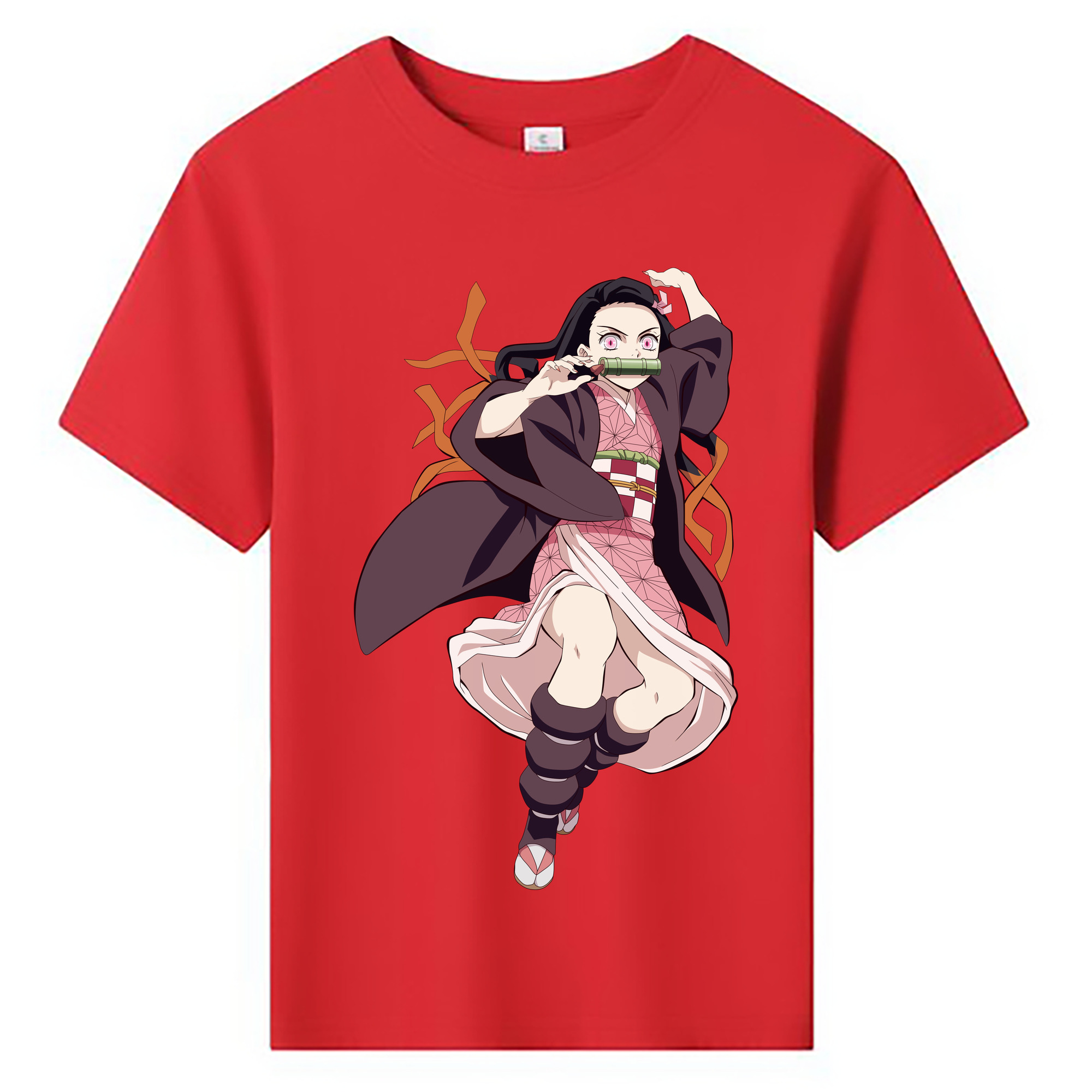 （画像用） 鬼滅の刃（きめつのやいば）竈門 禰󠄀豆子／かまど ねずこ Kamado Nezuko 綿100％キッズTシャツ（フロントプリント）