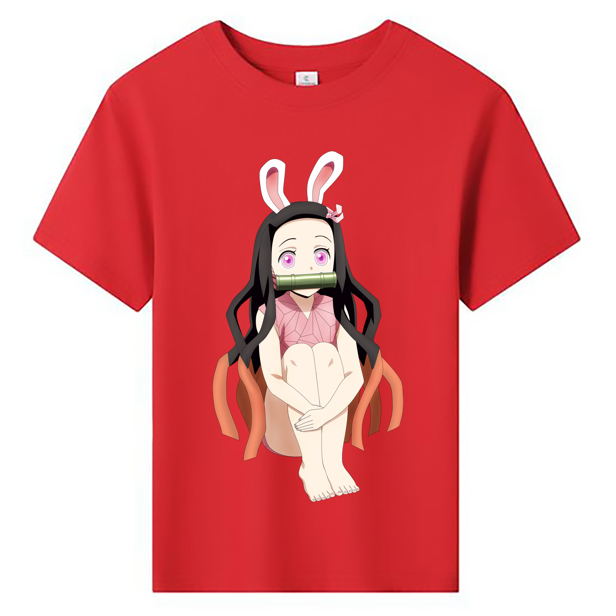 （画像用） 鬼滅の刃（きめつのやいば）竈門 禰󠄀豆子／かまど ねずこ Kamado Nezuko 綿100％キッズTシャツ（フロントプリント）