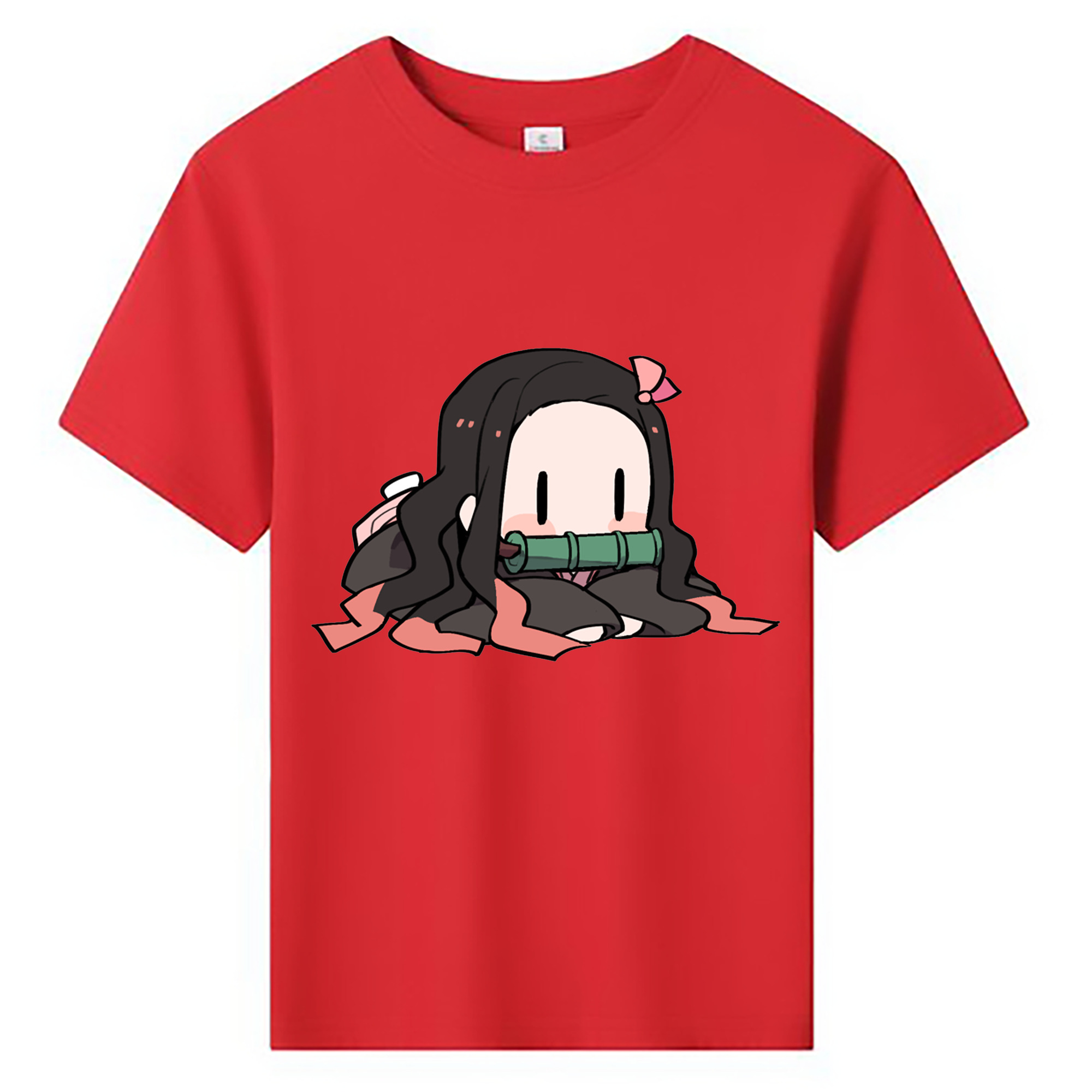 （画像用） 鬼滅の刃（きめつのやいば）竈門 禰󠄀豆子／かまど ねずこ Kamado Nezuko 綿100％キッズTシャツ（フロントプリント）