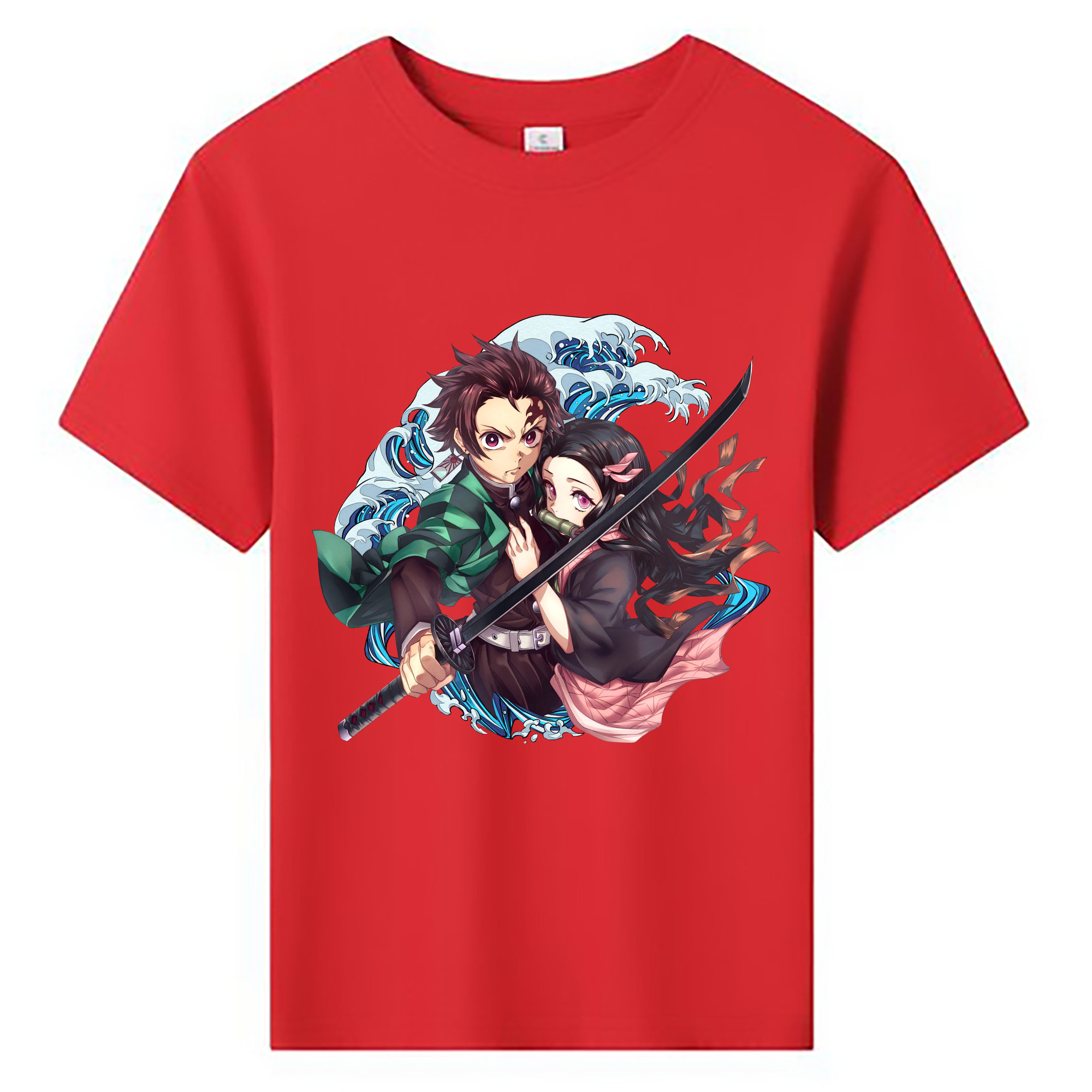 （画像用） 鬼滅の刃（きめつのやいば）竈門 禰󠄀豆子／かまど ねずこ Kamado Nezuko 綿100％キッズTシャツ（フロントプリント）