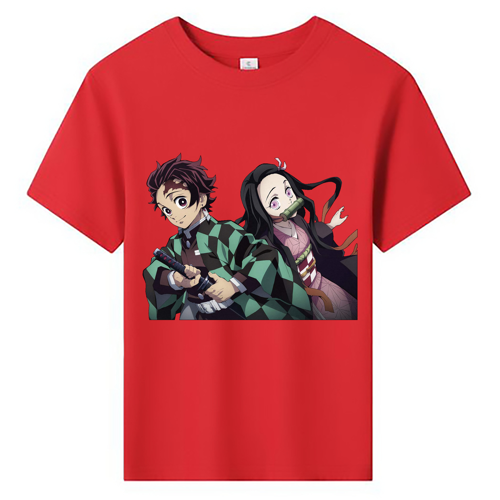 （画像用） 鬼滅の刃（きめつのやいば）竈門 禰󠄀豆子／かまど ねずこ Kamado Nezuko 綿100％キッズTシャツ（フロントプリント）