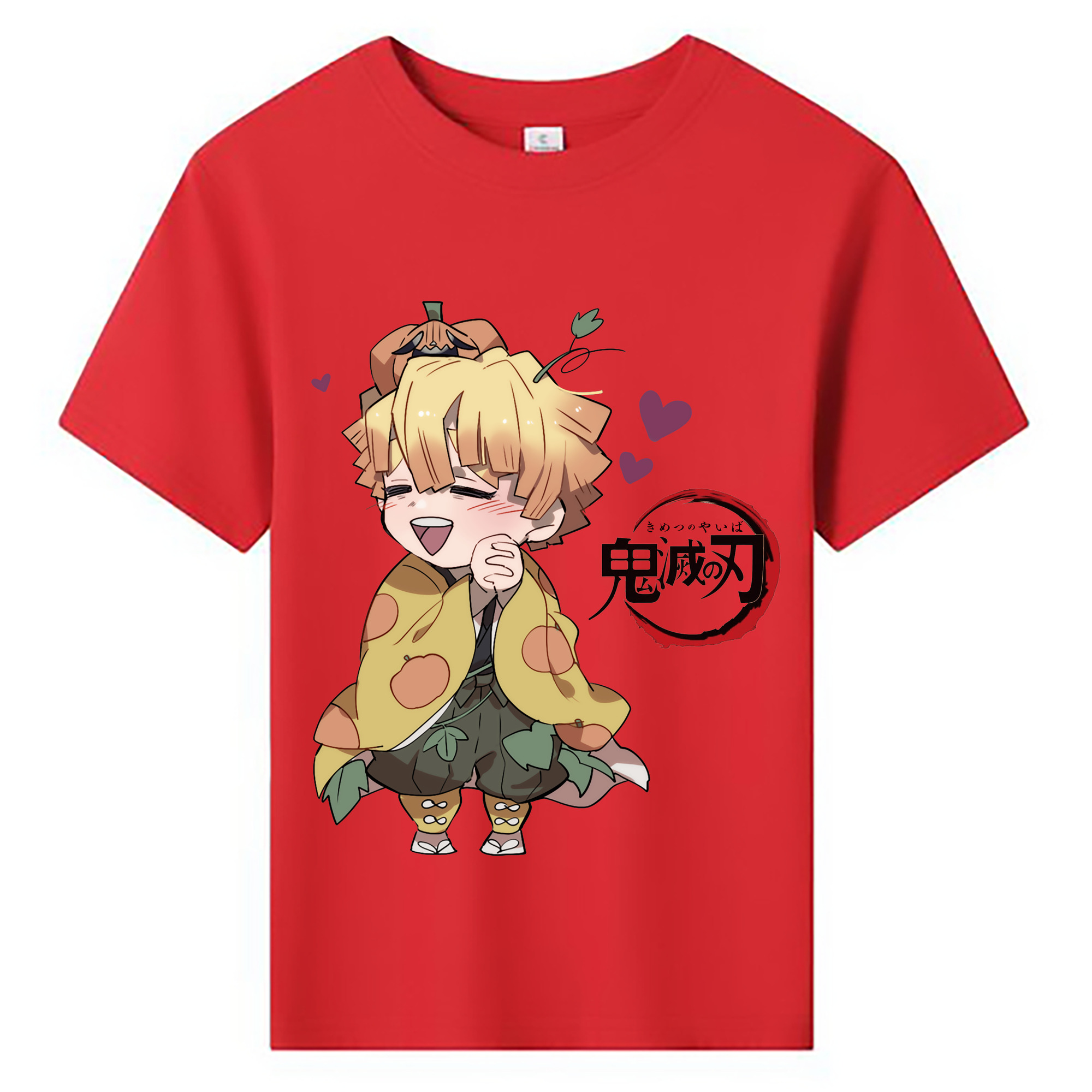 （画像用） 鬼滅の刃（きめつのやいば）我妻 善逸／あがつま ぜんいつ Agatsuma Zenitsu 綿100％キッズTシャツ（フロントプリント）