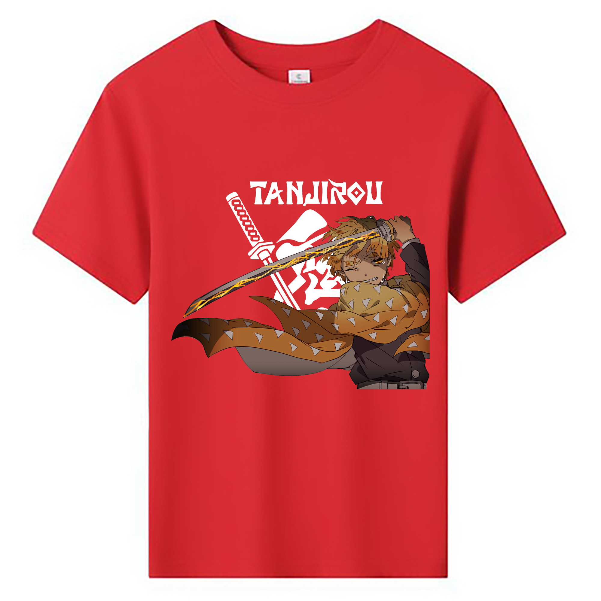 （画像用） 鬼滅の刃（きめつのやいば）我妻 善逸／あがつま ぜんいつ Agatsuma Zenitsu 綿100％キッズTシャツ（フロントプリント）