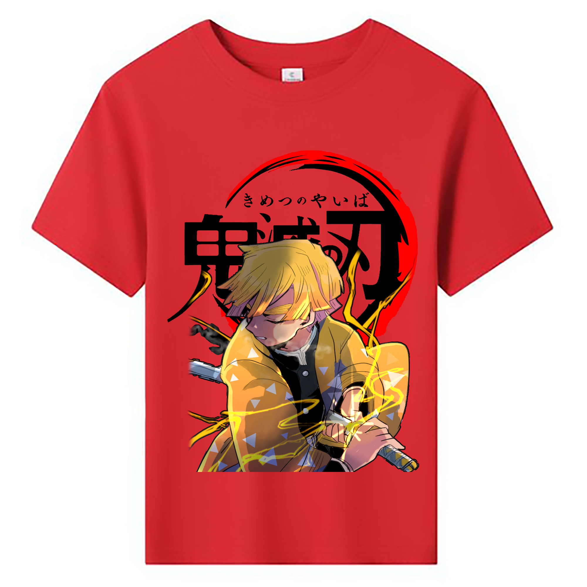 （画像用） 鬼滅の刃（きめつのやいば）我妻 善逸／あがつま ぜんいつ Agatsuma Zenitsu 綿100％キッズTシャツ（フロントプリント）