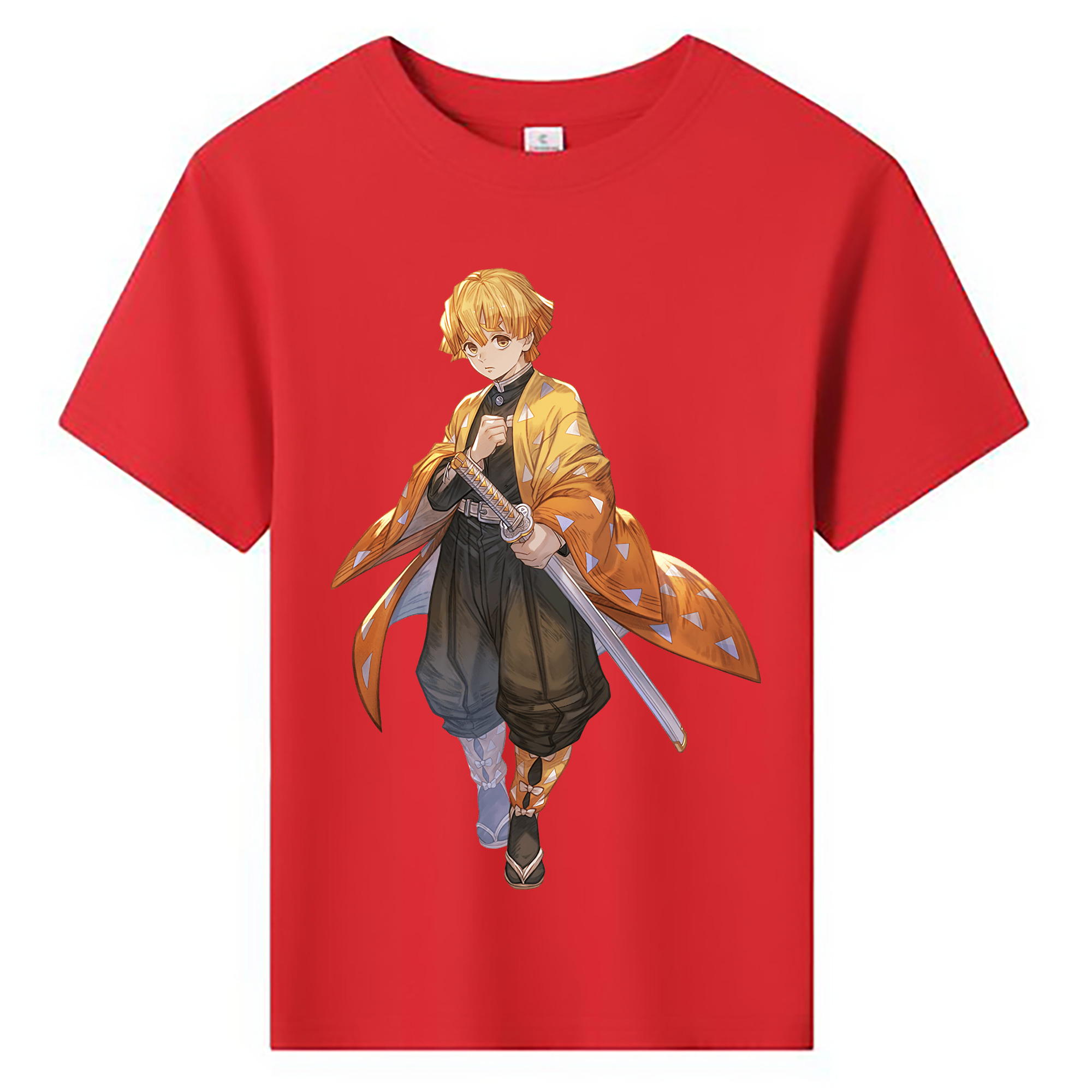 （画像用） 鬼滅の刃（きめつのやいば）我妻 善逸／あがつま ぜんいつ Agatsuma Zenitsu 綿100％キッズTシャツ（フロントプリント）
