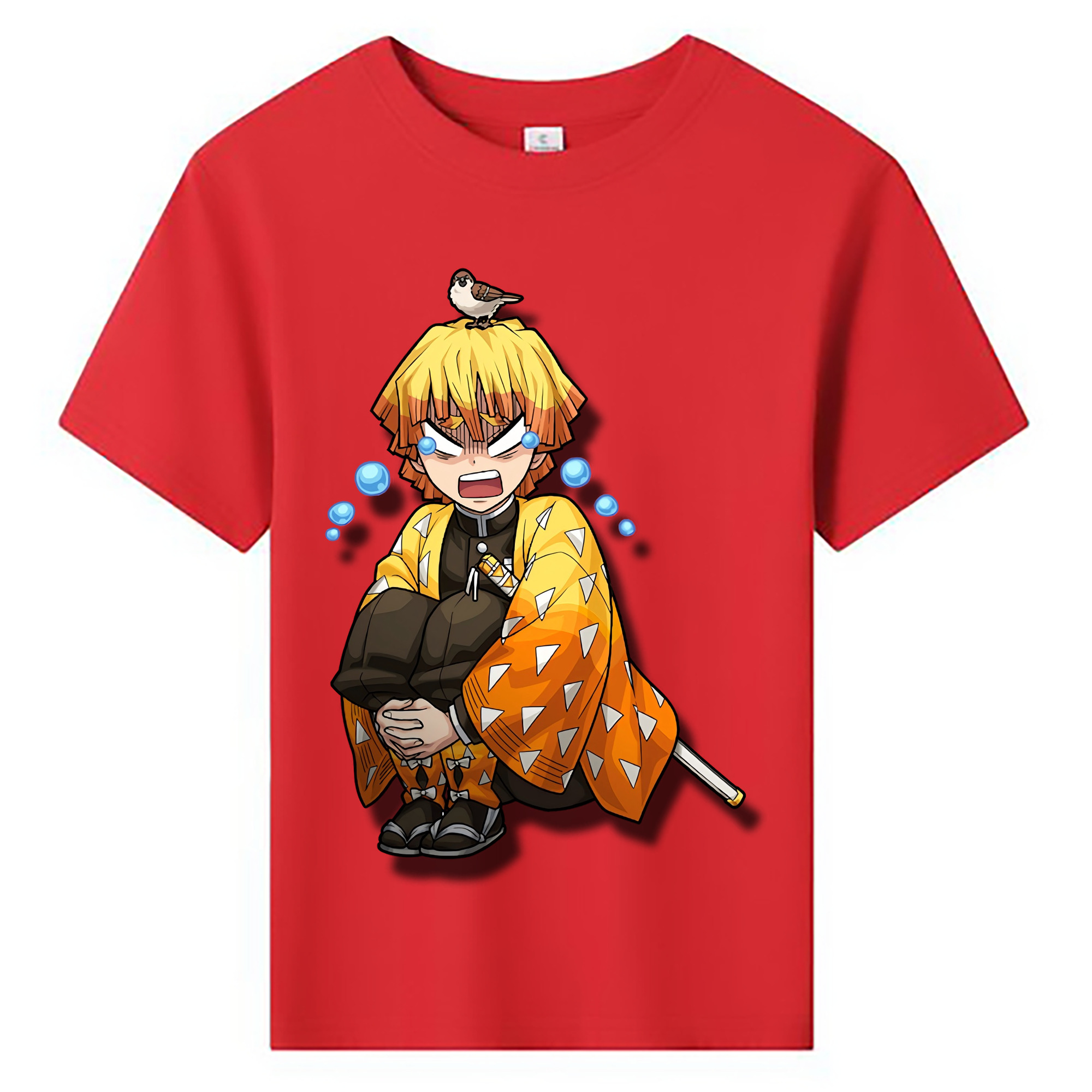 （画像用） 鬼滅の刃（きめつのやいば）我妻 善逸／あがつま ぜんいつ Agatsuma Zenitsu 綿100％キッズTシャツ（フロントプリント）