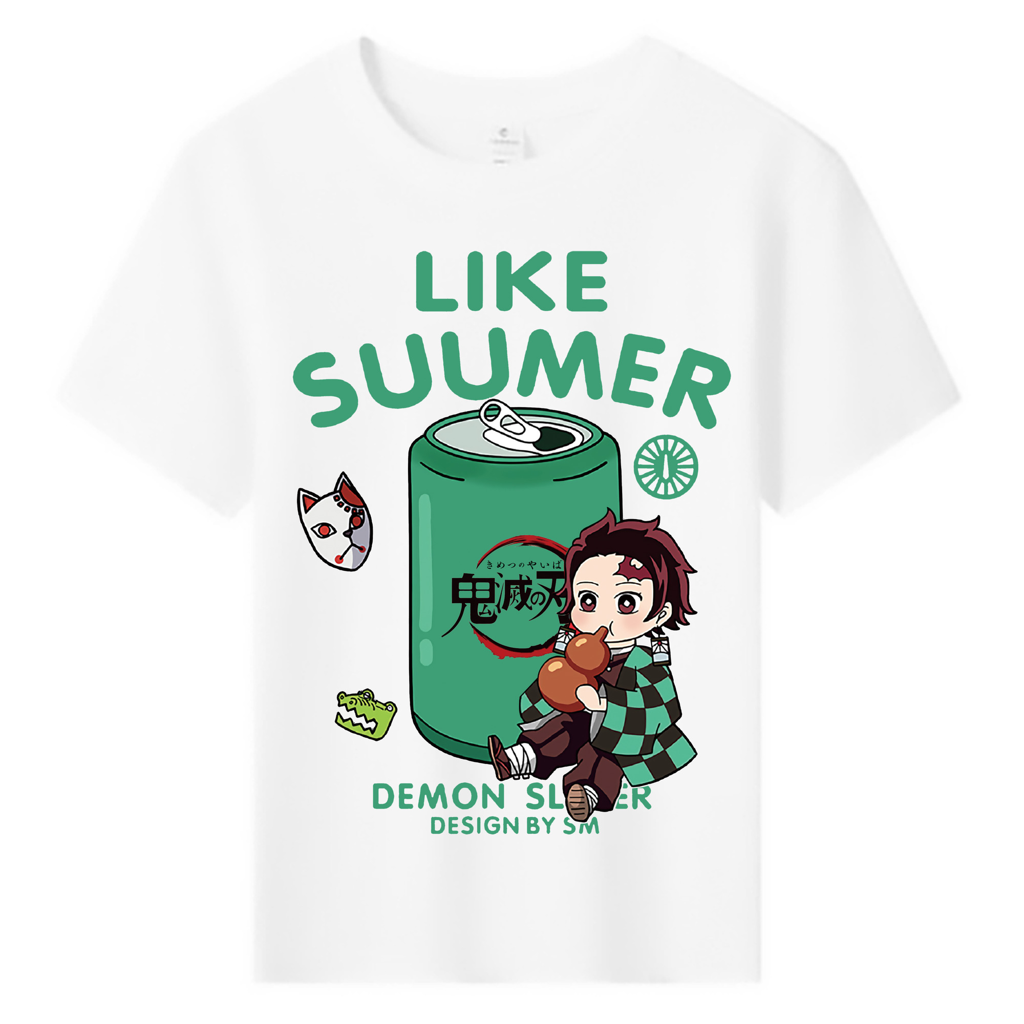 （画像用） 鬼滅の刃 竈門 炭治郎／かまど たんじろう Kamado Tanjirou 綿100％キッズTシャツ（フロントプリント）