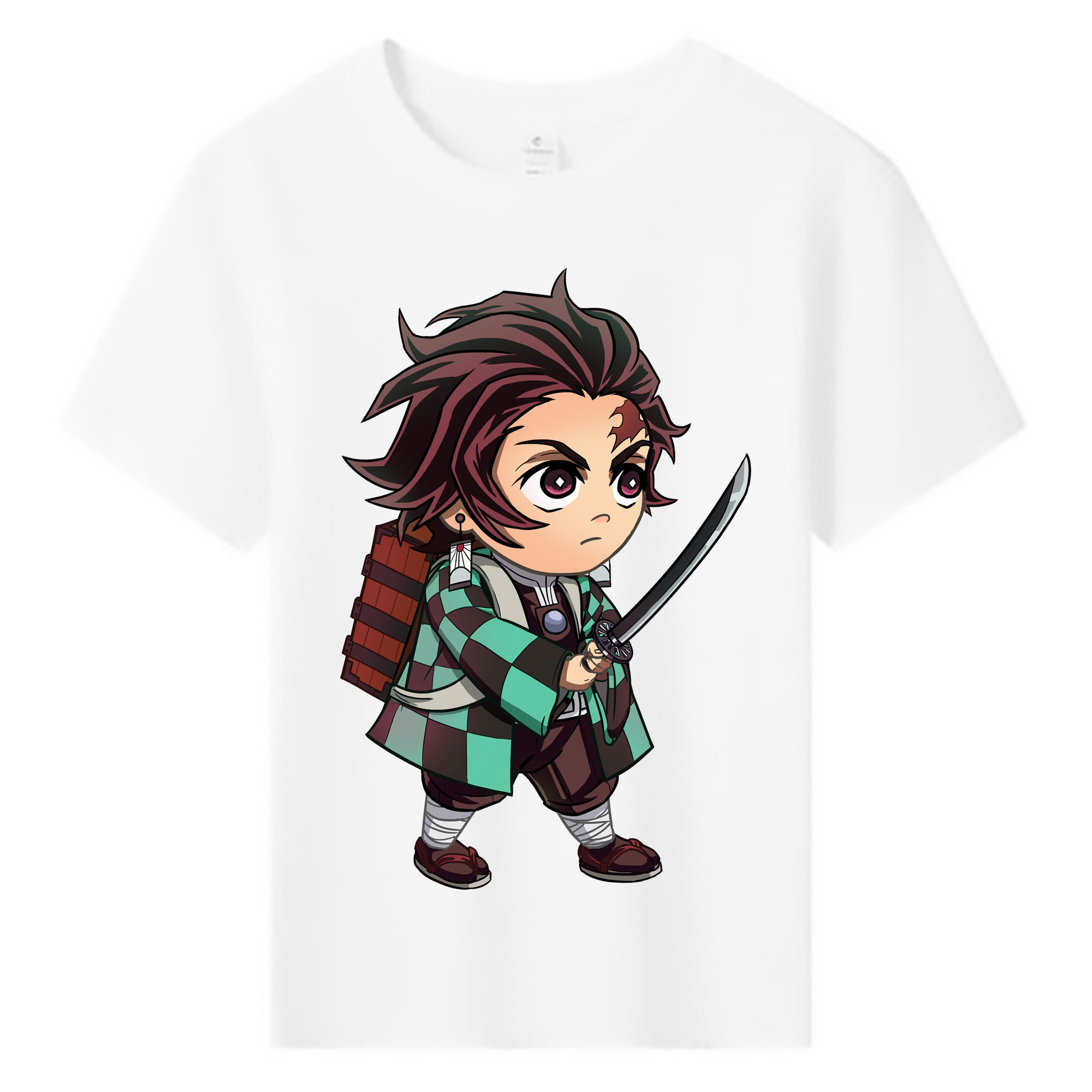 （画像用） 鬼滅の刃 竈門 炭治郎／かまど たんじろう Kamado Tanjirou 綿100％キッズTシャツ（フロントプリント）