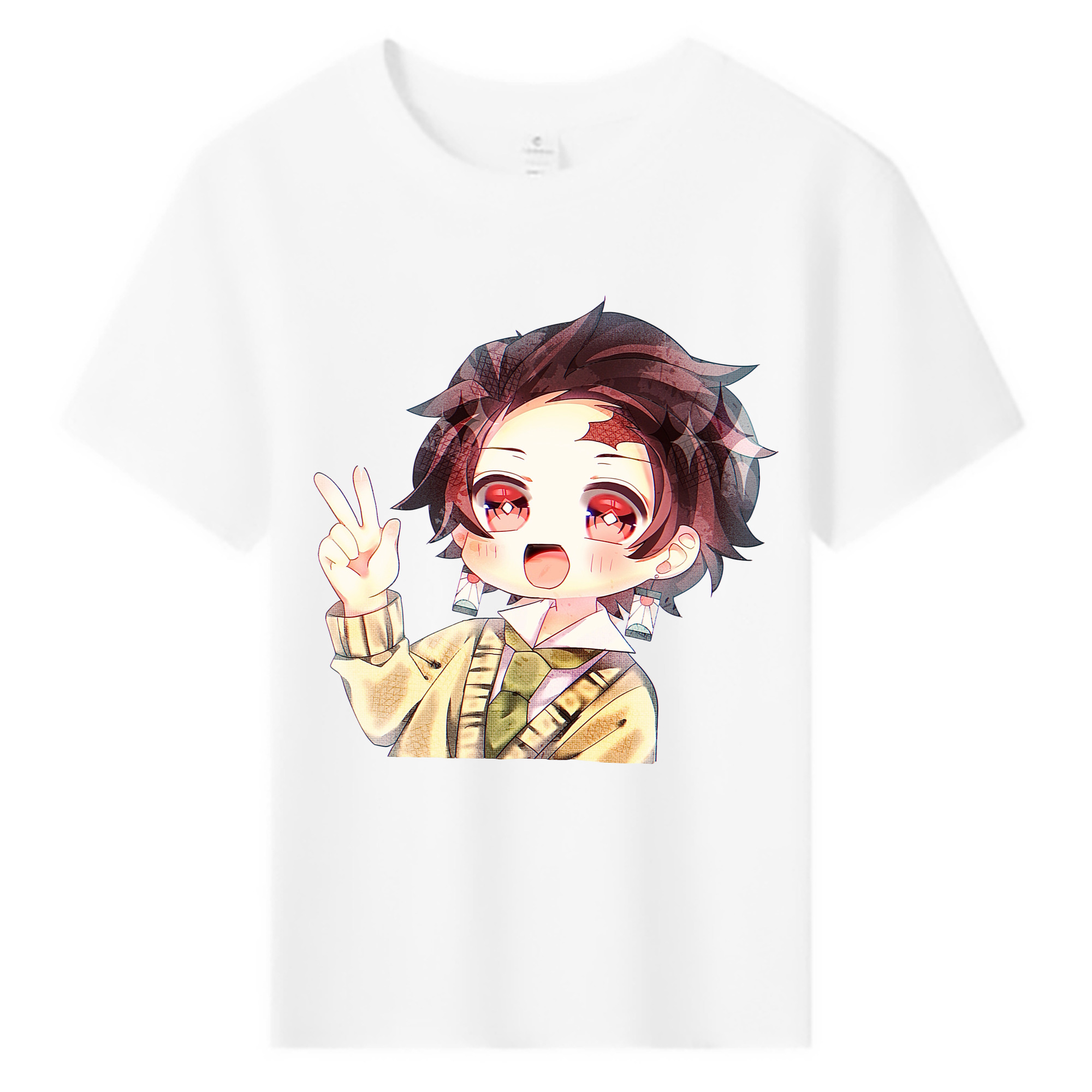 （画像用） 鬼滅の刃 竈門 炭治郎／かまど たんじろう Kamado Tanjirou 綿100％キッズTシャツ（フロントプリント）