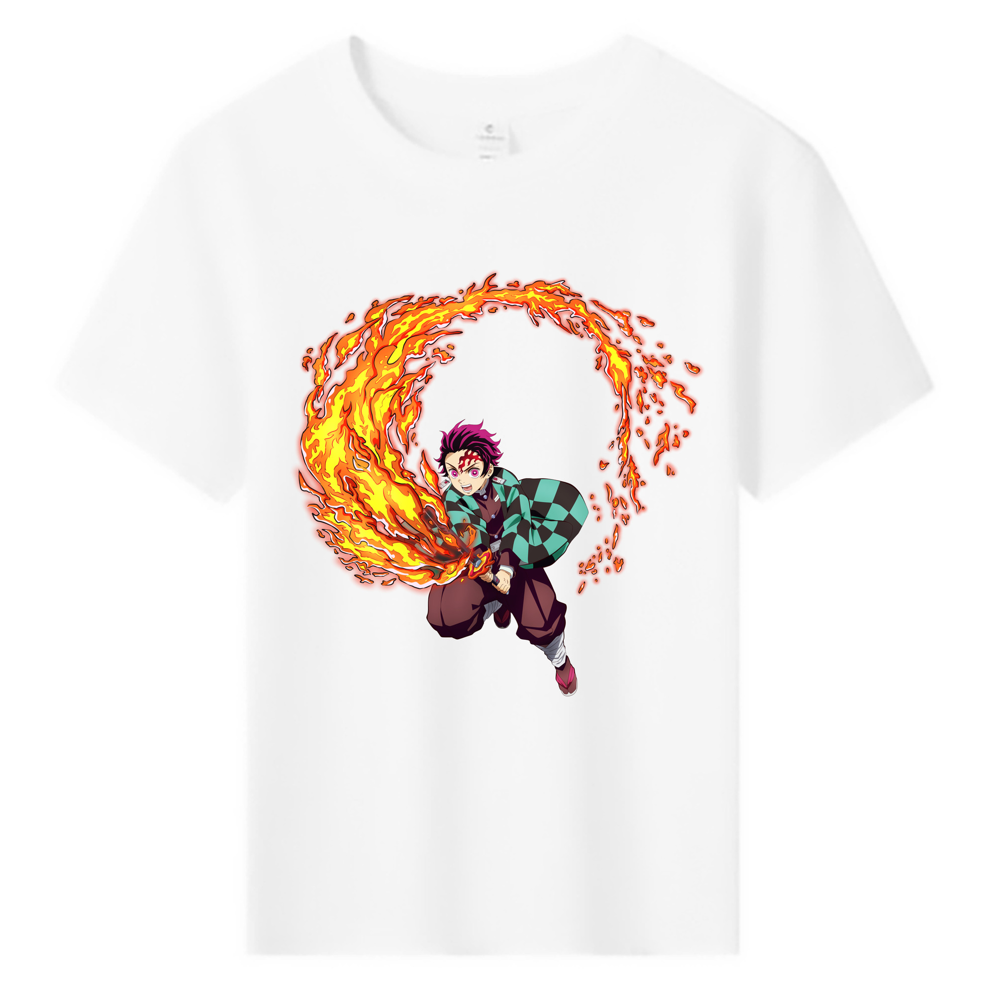 （画像用） 鬼滅の刃 竈門 炭治郎／かまど たんじろう Kamado Tanjirou 綿100％キッズTシャツ（フロントプリント）