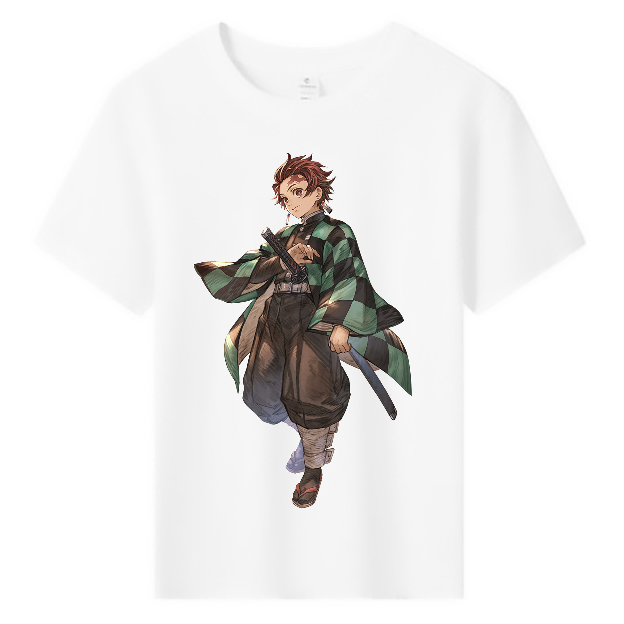 （画像用） 鬼滅の刃 竈門 炭治郎／かまど たんじろう Kamado Tanjirou 綿100％キッズTシャツ（フロントプリント）