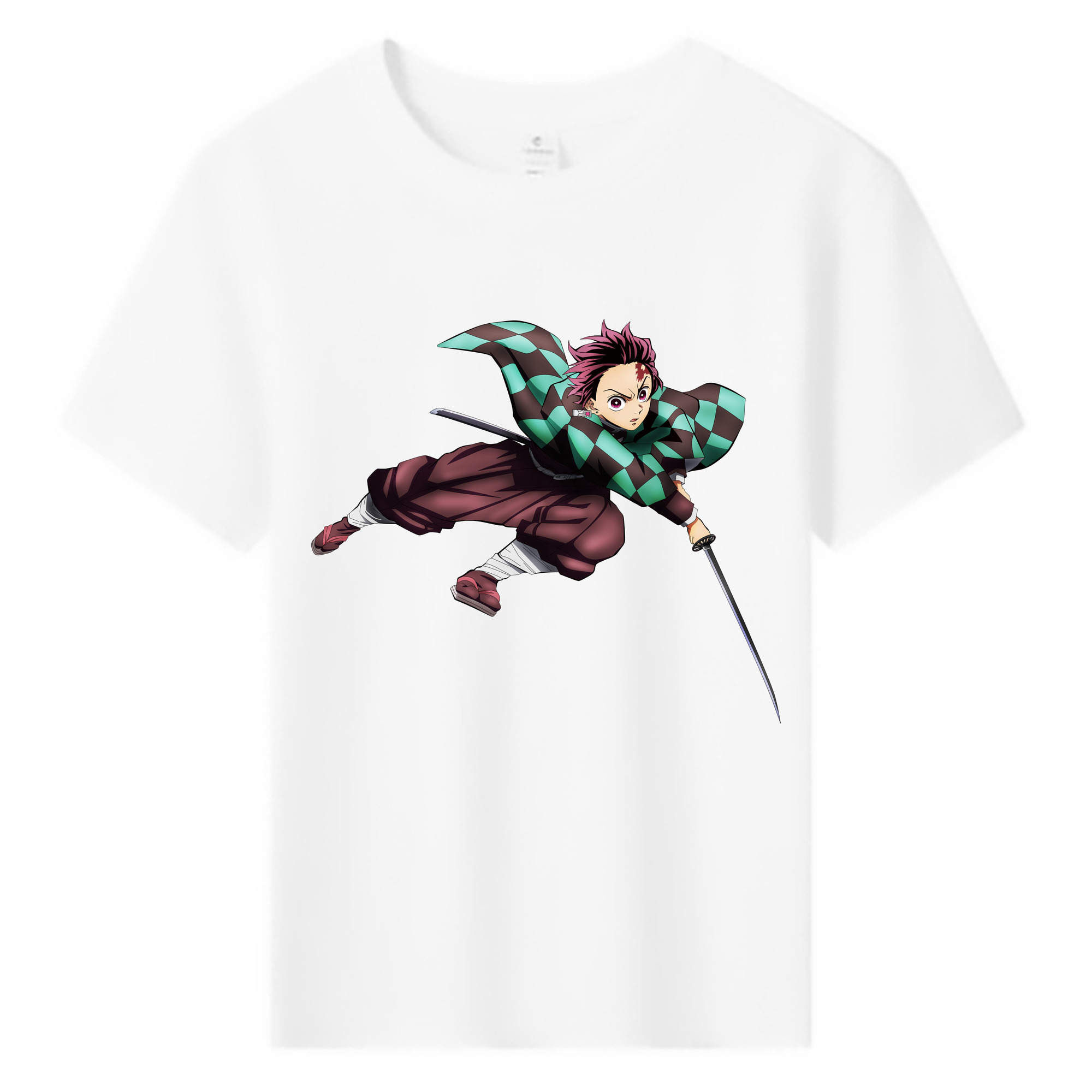 （画像用） 鬼滅の刃 竈門 炭治郎／かまど たんじろう Kamado Tanjirou 綿100％キッズTシャツ（フロントプリント）