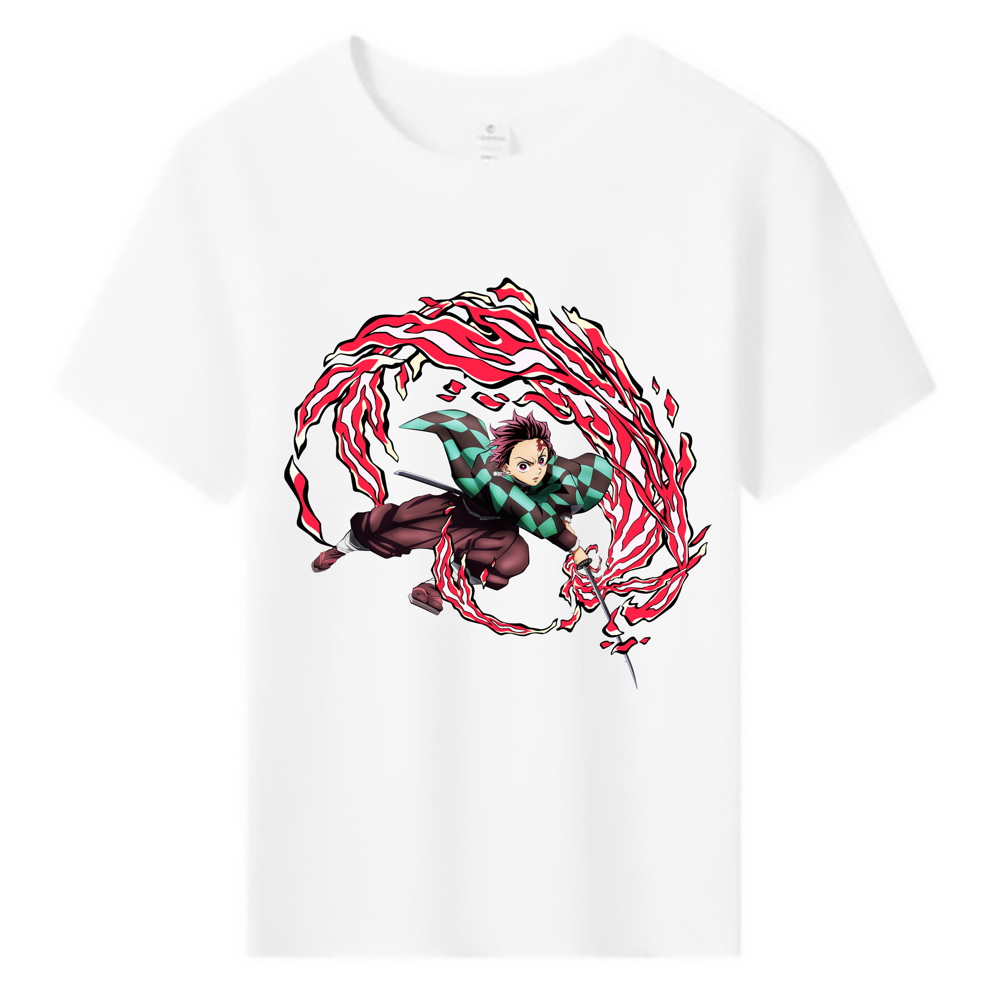 （画像用） 鬼滅の刃 竈門 炭治郎／かまど たんじろう Kamado Tanjirou 綿100％キッズTシャツ（フロントプリント）