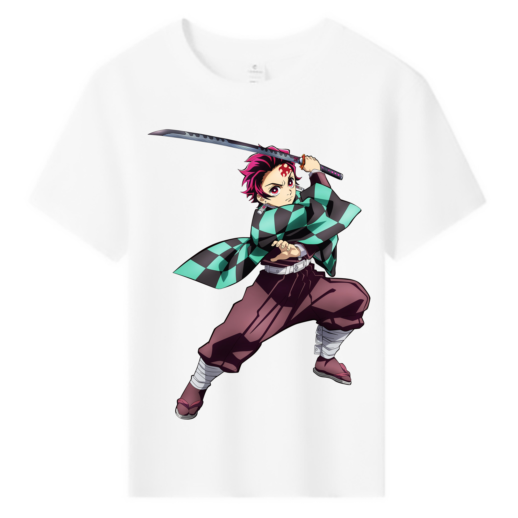 （画像用） 鬼滅の刃 竈門 炭治郎／かまど たんじろう Kamado Tanjirou 綿100％キッズTシャツ（フロントプリント）