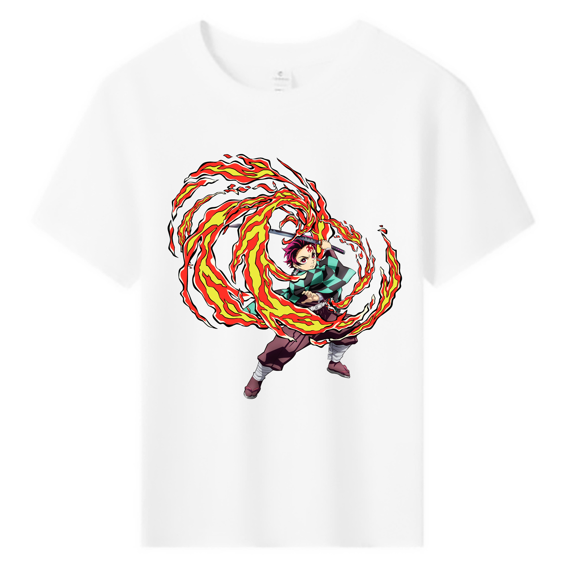 （画像用） 鬼滅の刃 竈門 炭治郎／かまど たんじろう Kamado Tanjirou 綿100％キッズTシャツ（フロントプリント）