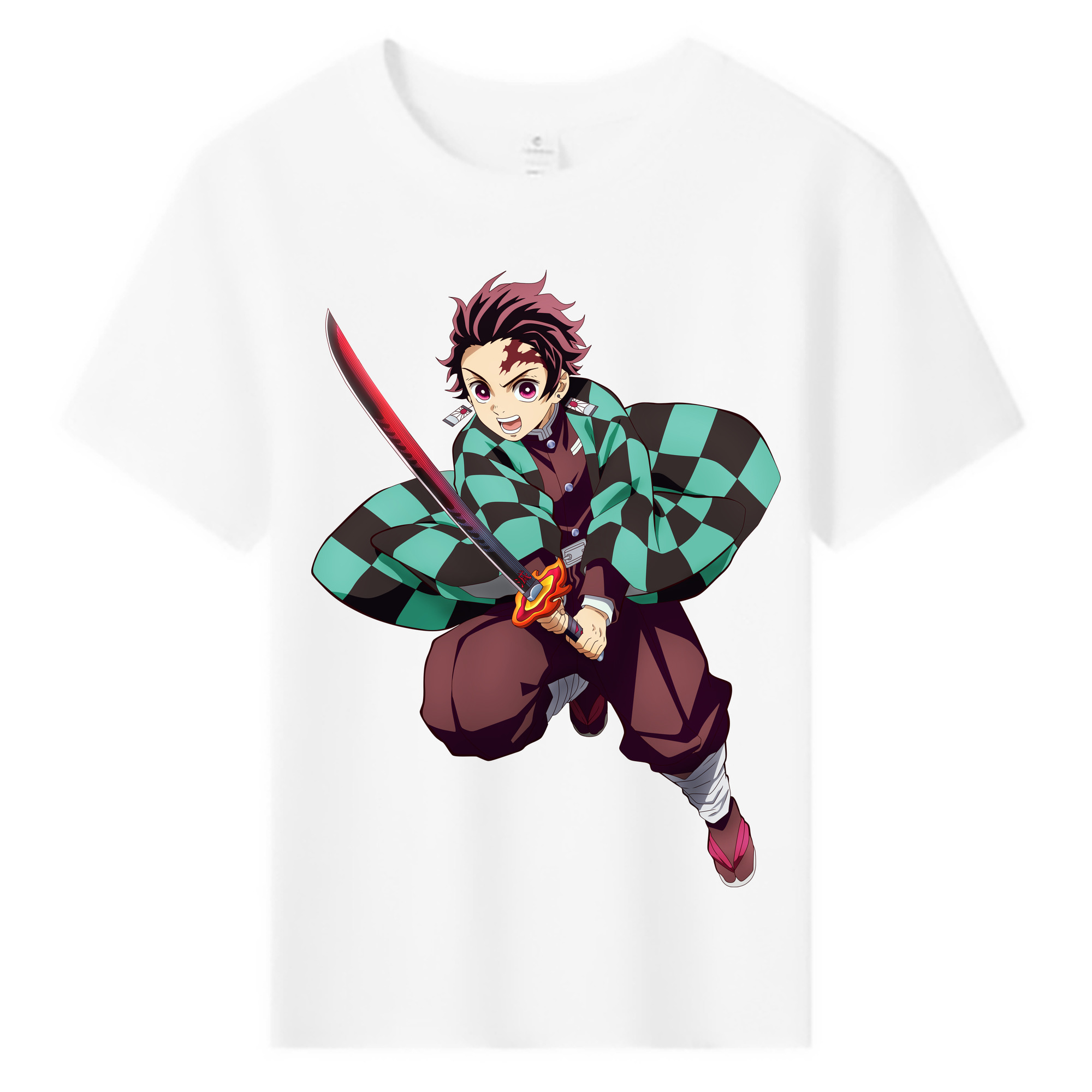 （画像用） 鬼滅の刃 竈門 炭治郎／かまど たんじろう Kamado Tanjirou 綿100％キッズTシャツ（フロントプリント）