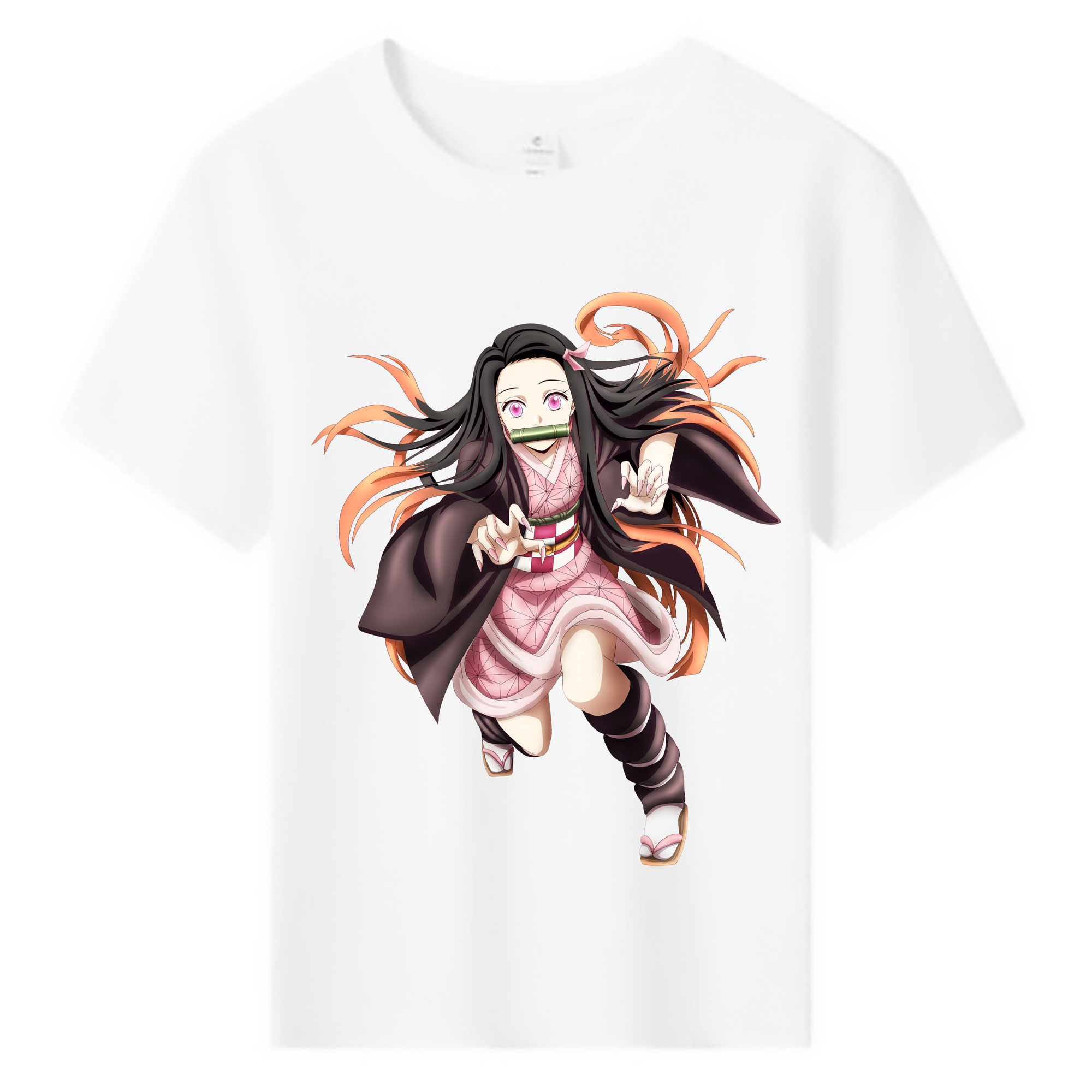 （画像用） 鬼滅の刃（きめつのやいば）竈門 禰󠄀豆子／かまど ねずこ Kamado Nezuko 綿100％キッズTシャツ（フロントプリント）
