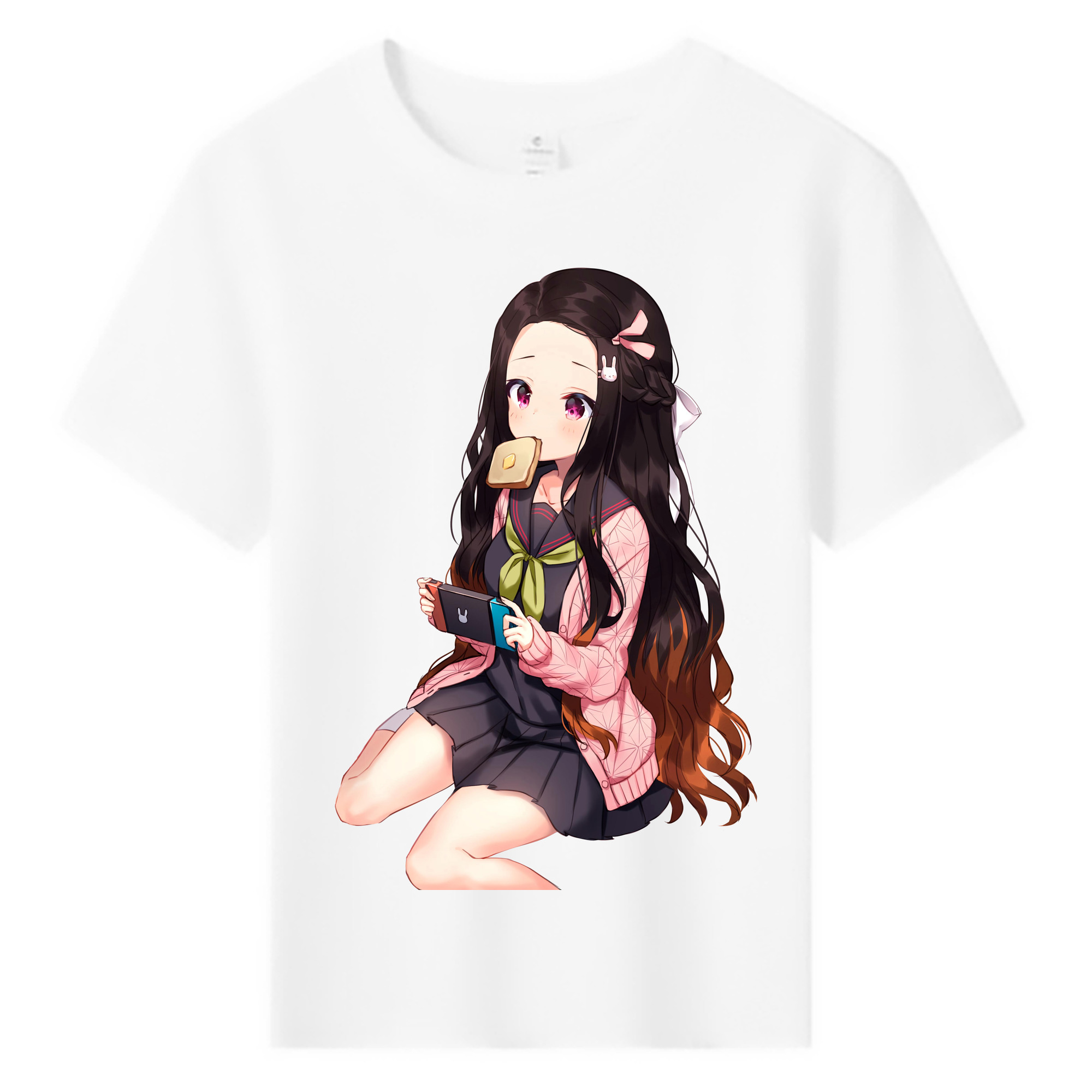 （画像用） 鬼滅の刃（きめつのやいば）竈門 禰󠄀豆子／かまど ねずこ Kamado Nezuko 綿100％キッズTシャツ（フロントプリント）