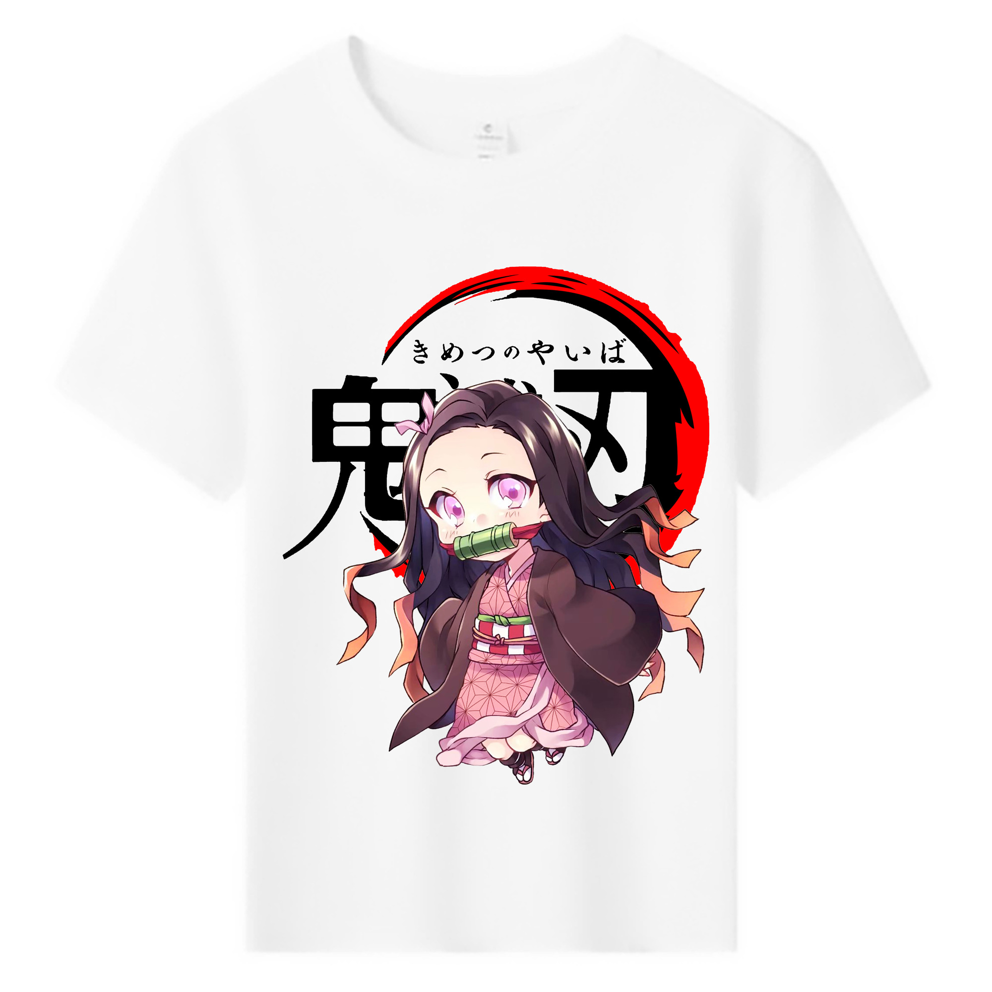 （画像用） 鬼滅の刃（きめつのやいば）竈門 禰󠄀豆子／かまど ねずこ Kamado Nezuko 綿100％キッズTシャツ（フロントプリント）