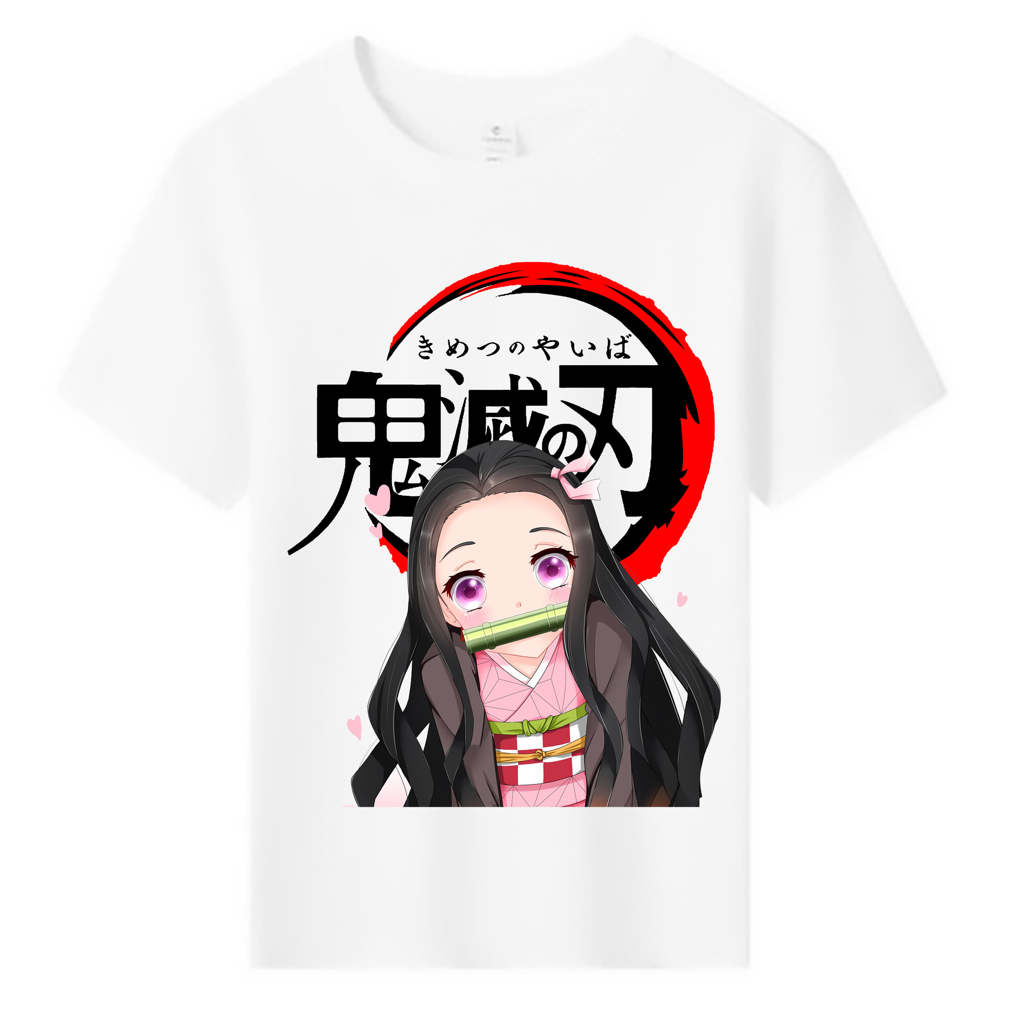 （画像用） 鬼滅の刃（きめつのやいば）竈門 禰󠄀豆子／かまど ねずこ Kamado Nezuko 綿100％キッズTシャツ（フロントプリント）