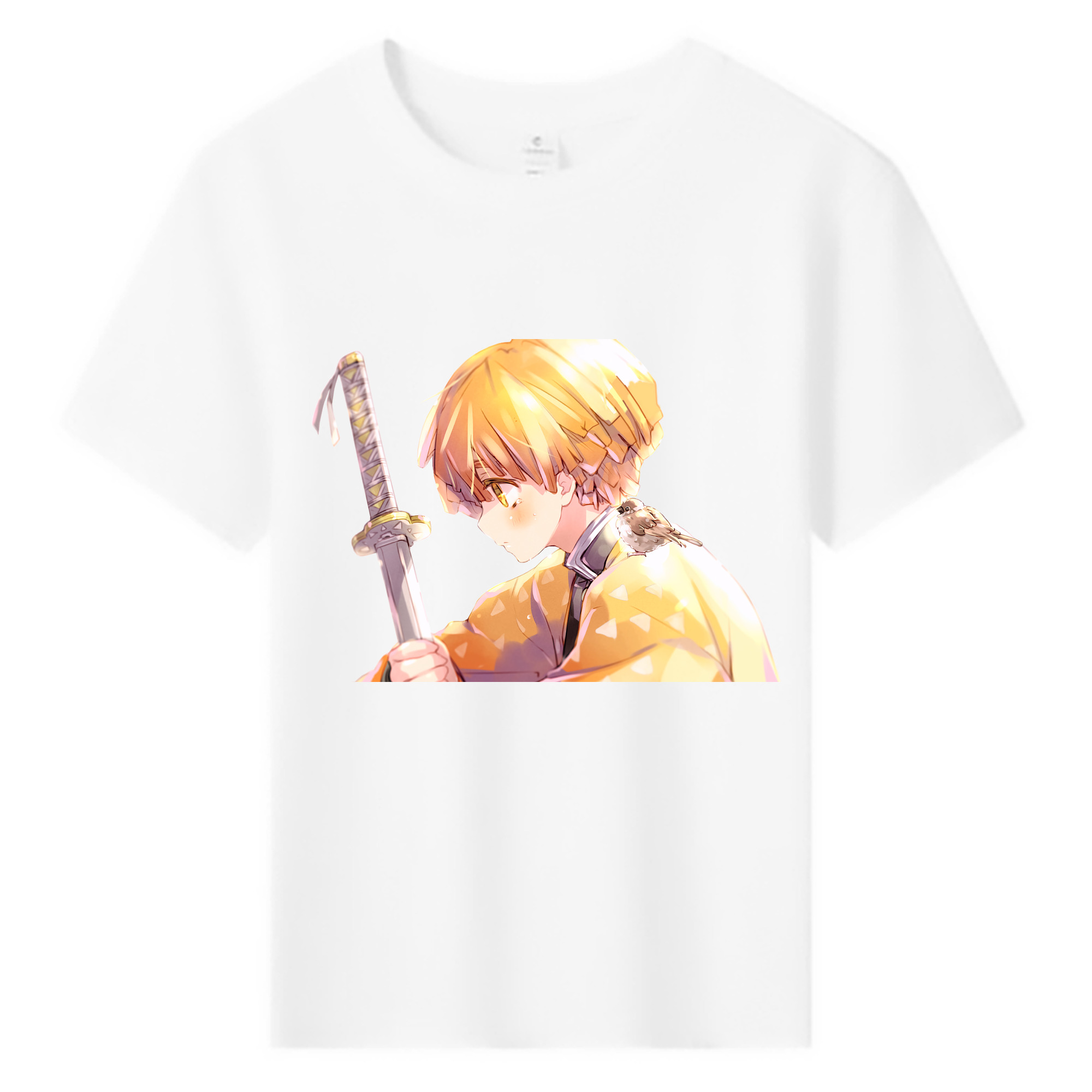 （画像用） 鬼滅の刃（きめつのやいば）我妻 善逸／あがつま ぜんいつ Agatsuma Zenitsu 綿100％キッズTシャツ（フロントプリント）