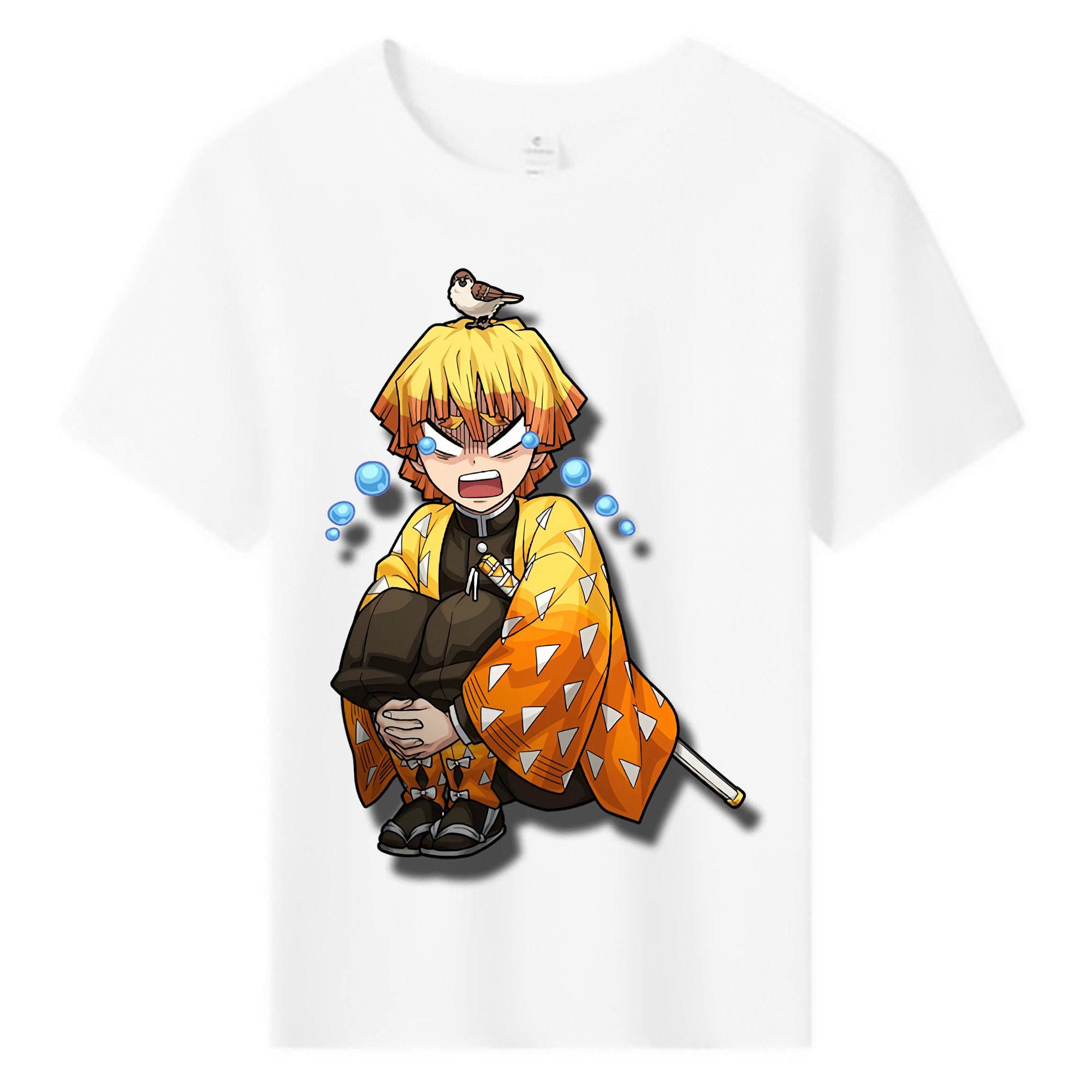 （画像用） 鬼滅の刃（きめつのやいば）我妻 善逸／あがつま ぜんいつ Agatsuma Zenitsu 綿100％キッズTシャツ（フロントプリント）