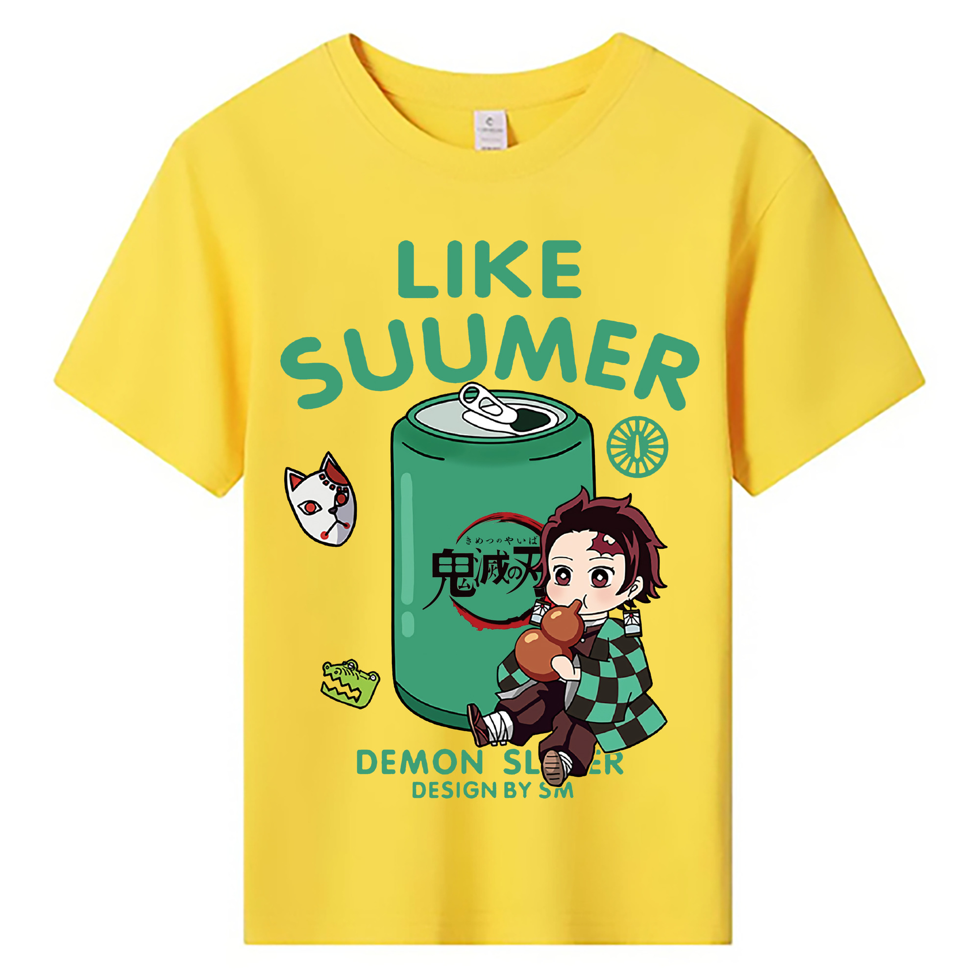 （画像用） 鬼滅の刃 竈門 炭治郎／かまど たんじろう Kamado Tanjirou 綿100％キッズTシャツ（フロントプリント）