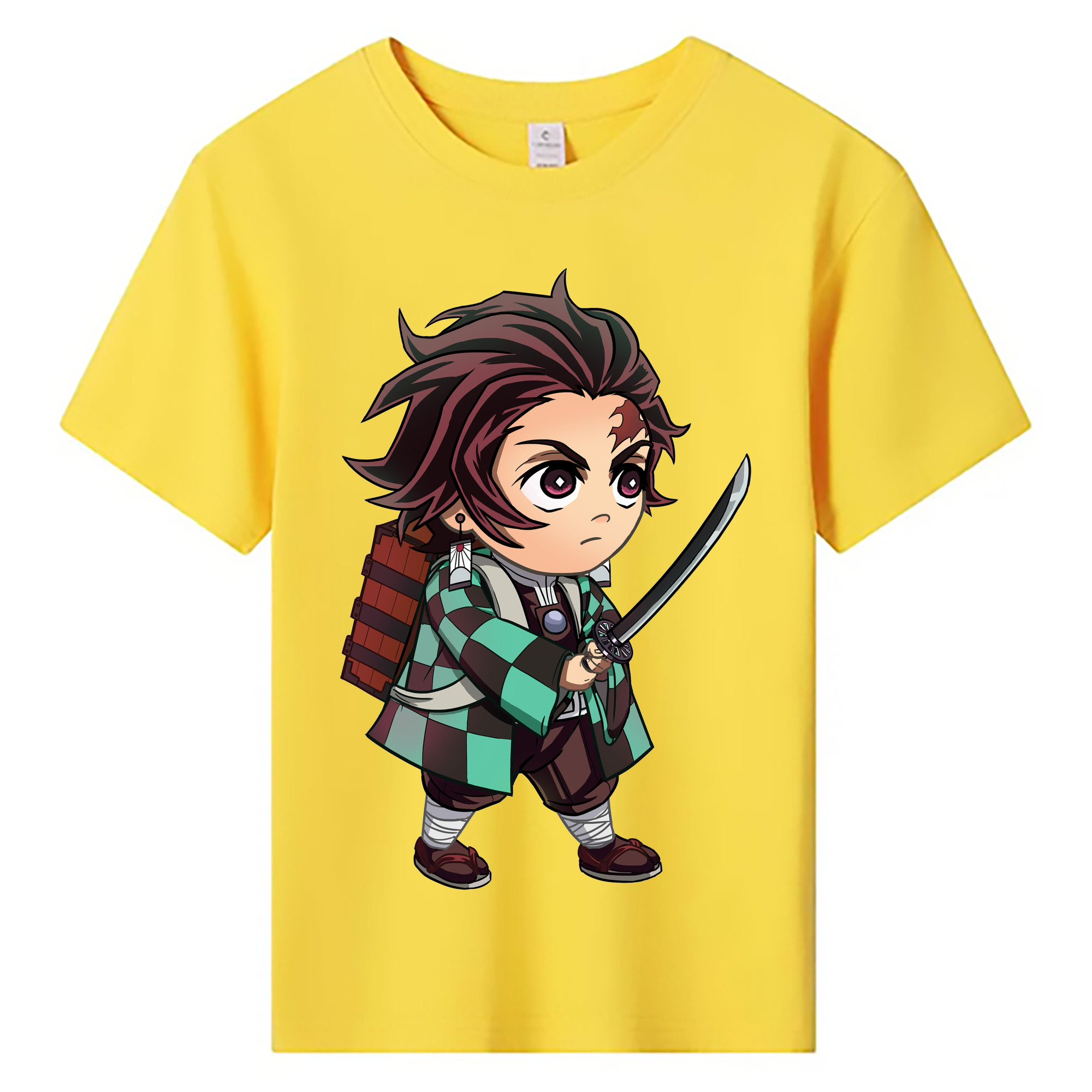 （画像用） 鬼滅の刃 竈門 炭治郎／かまど たんじろう Kamado Tanjirou 綿100％キッズTシャツ（フロントプリント）