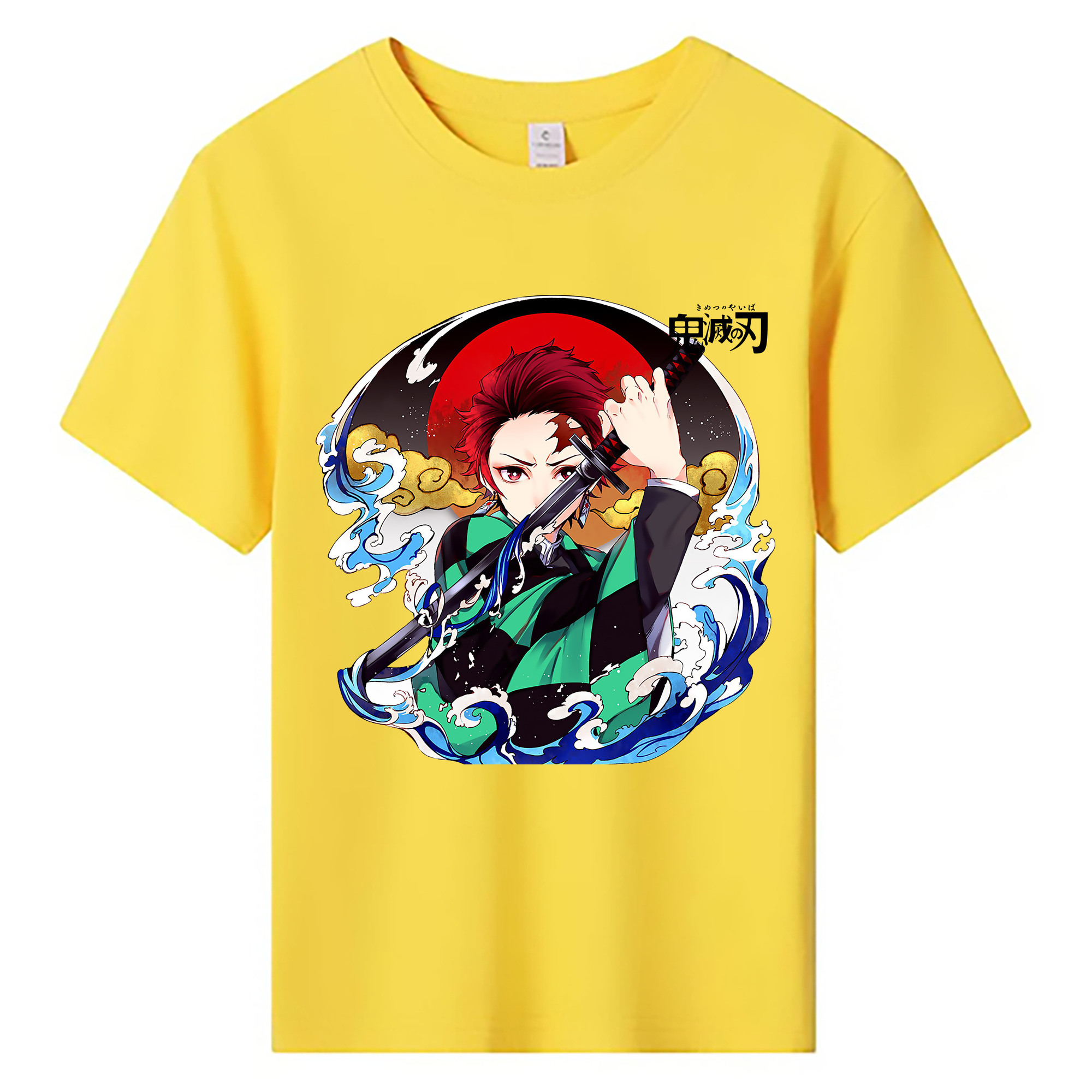 （画像用） 鬼滅の刃 竈門 炭治郎／かまど たんじろう Kamado Tanjirou 綿100％キッズTシャツ（フロントプリント）
