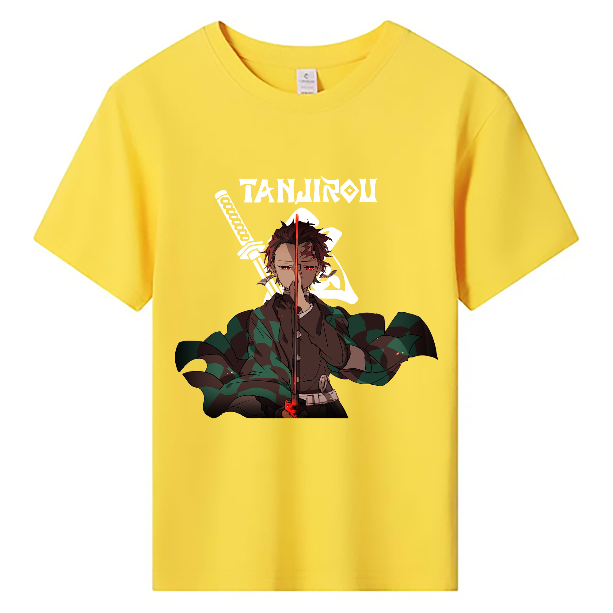 （画像用） 鬼滅の刃 竈門 炭治郎／かまど たんじろう Kamado Tanjirou 綿100％キッズTシャツ（フロントプリント）