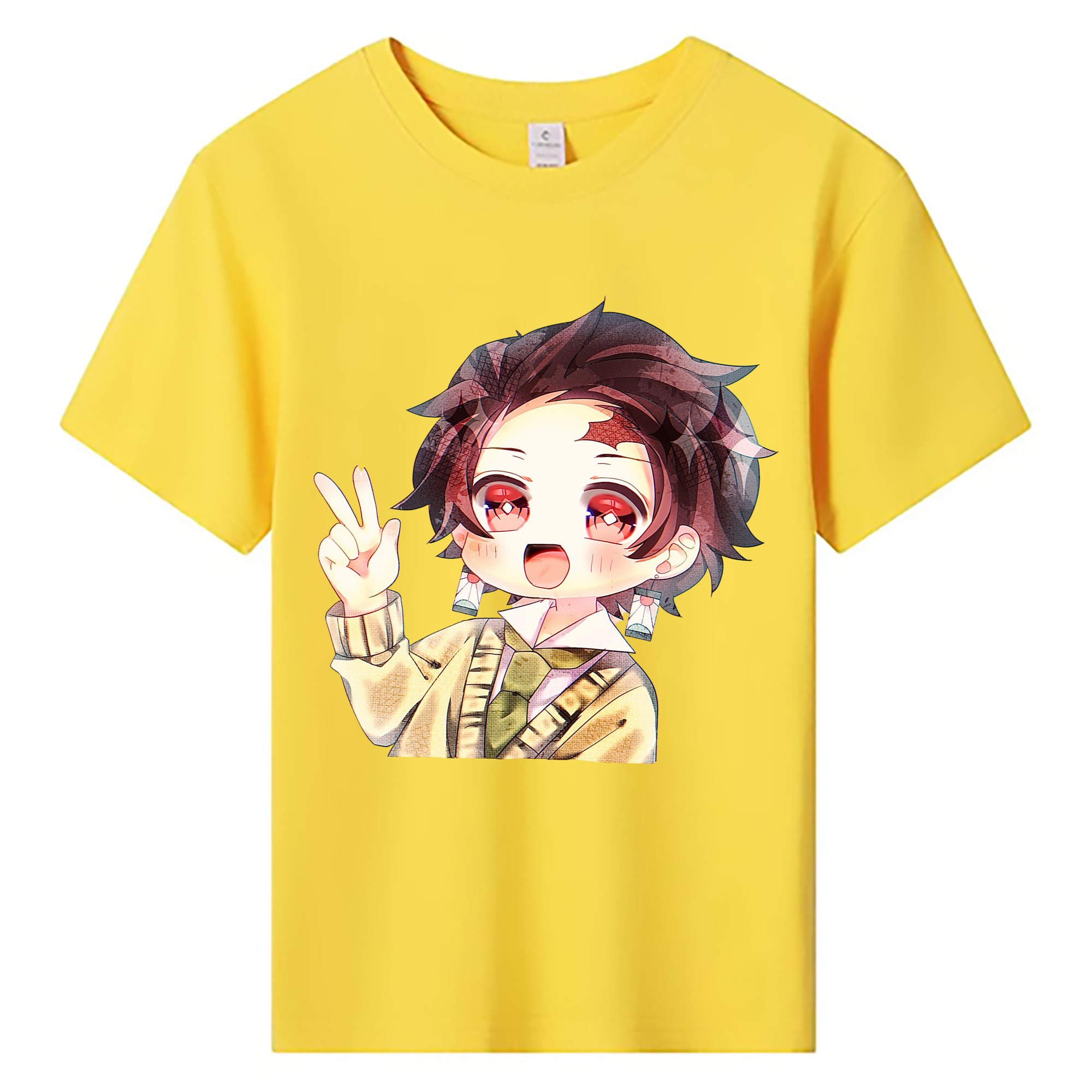 （画像用） 鬼滅の刃 竈門 炭治郎／かまど たんじろう Kamado Tanjirou 綿100％キッズTシャツ（フロントプリント）