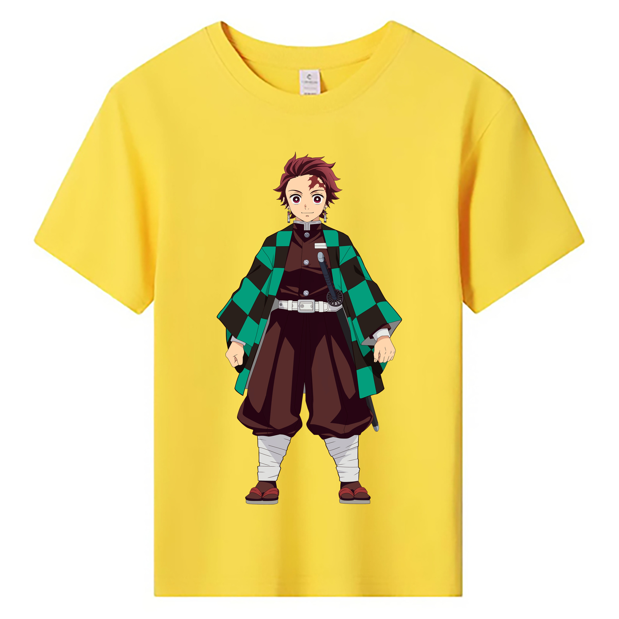 （画像用） 鬼滅の刃 竈門 炭治郎／かまど たんじろう Kamado Tanjirou 綿100％キッズTシャツ（フロントプリント）