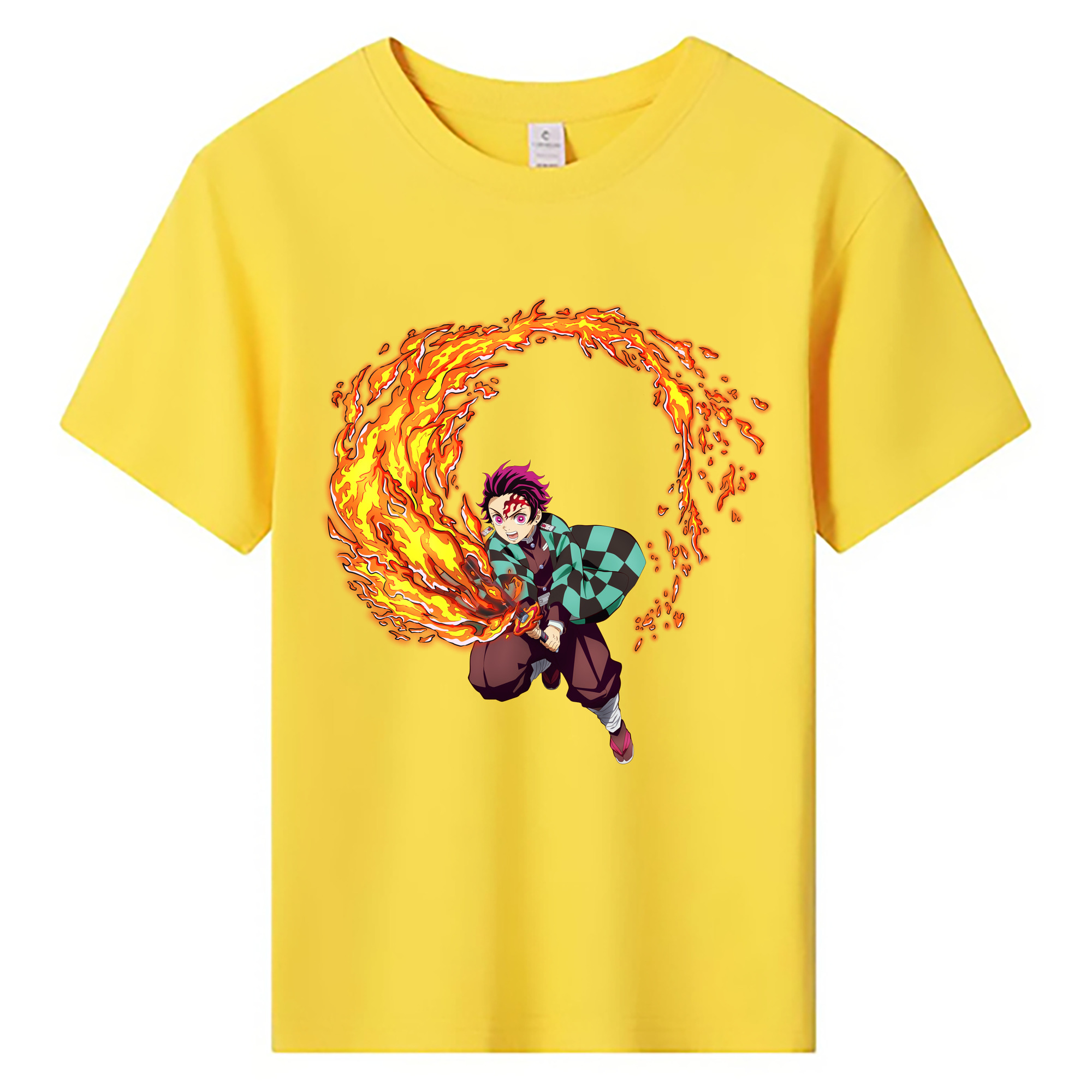 （画像用） 鬼滅の刃 竈門 炭治郎／かまど たんじろう Kamado Tanjirou 綿100％キッズTシャツ（フロントプリント）