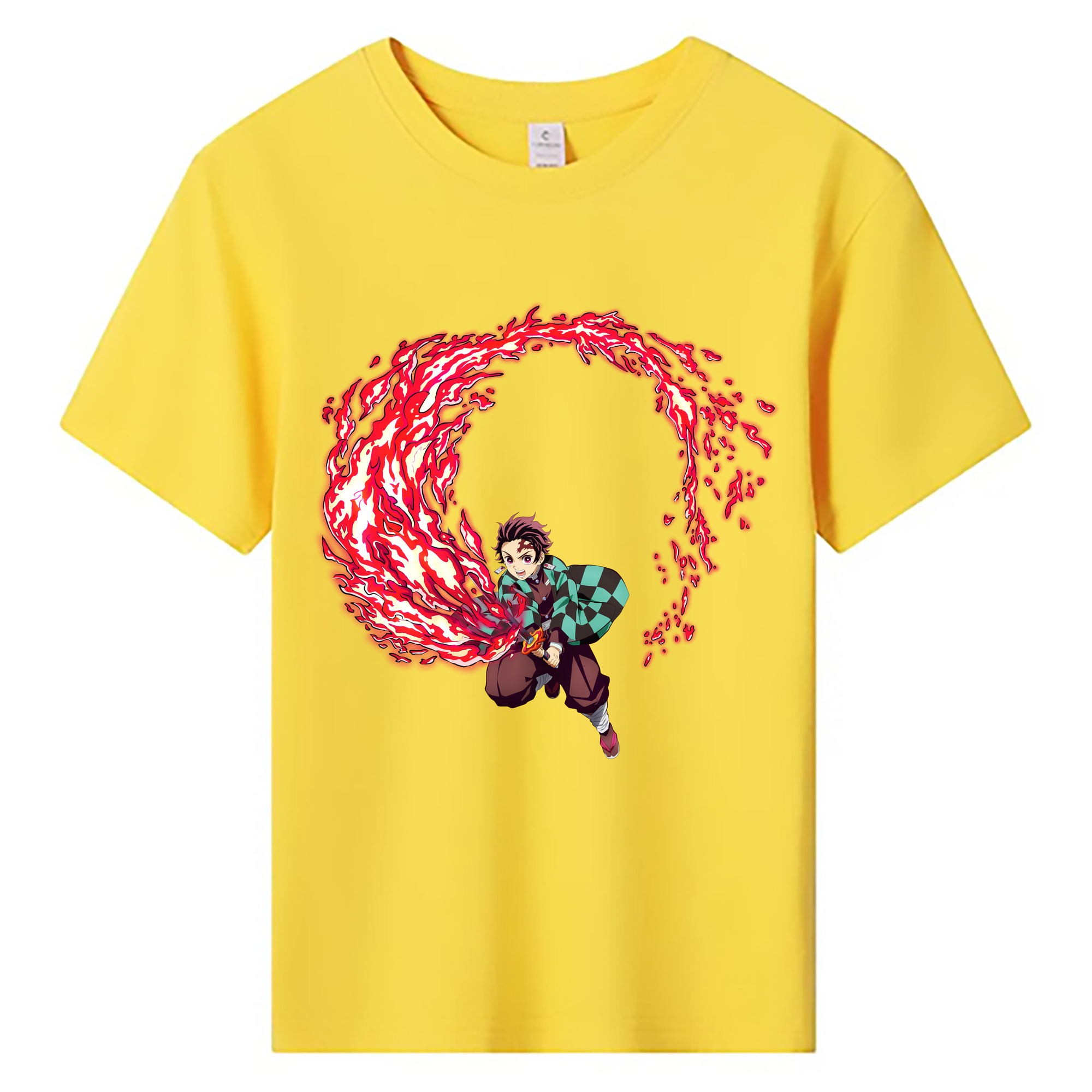 （画像用） 鬼滅の刃 竈門 炭治郎／かまど たんじろう Kamado Tanjirou 綿100％キッズTシャツ（フロントプリント）