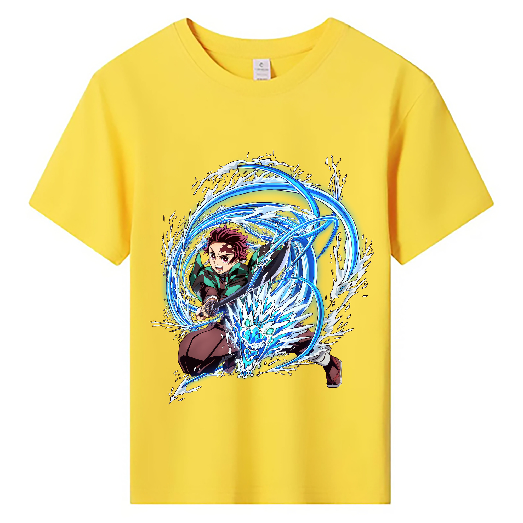 （画像用） 鬼滅の刃 竈門 炭治郎／かまど たんじろう Kamado Tanjirou 綿100％キッズTシャツ（フロントプリント）