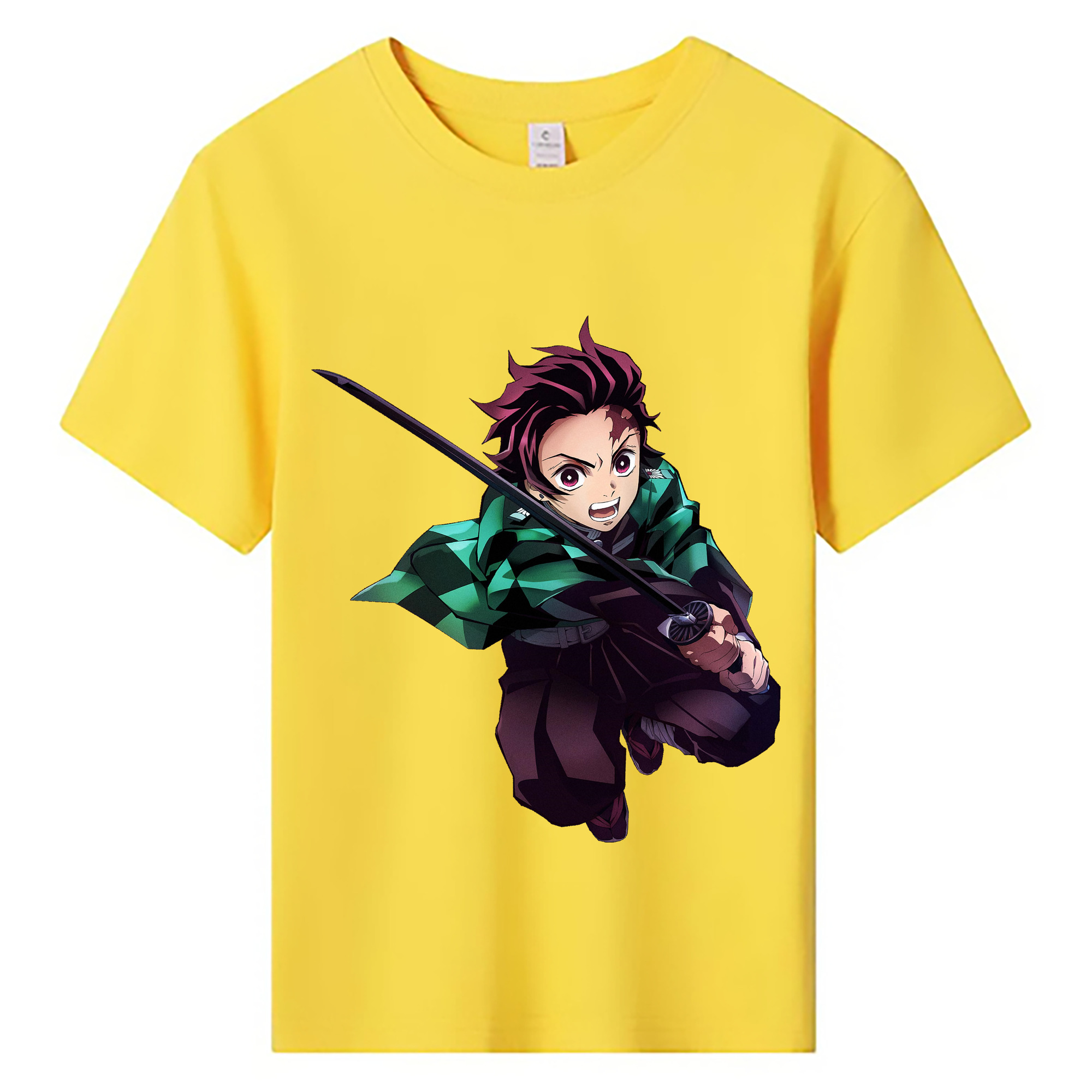 （画像用） 鬼滅の刃 竈門 炭治郎／かまど たんじろう Kamado Tanjirou 綿100％キッズTシャツ（フロントプリント）