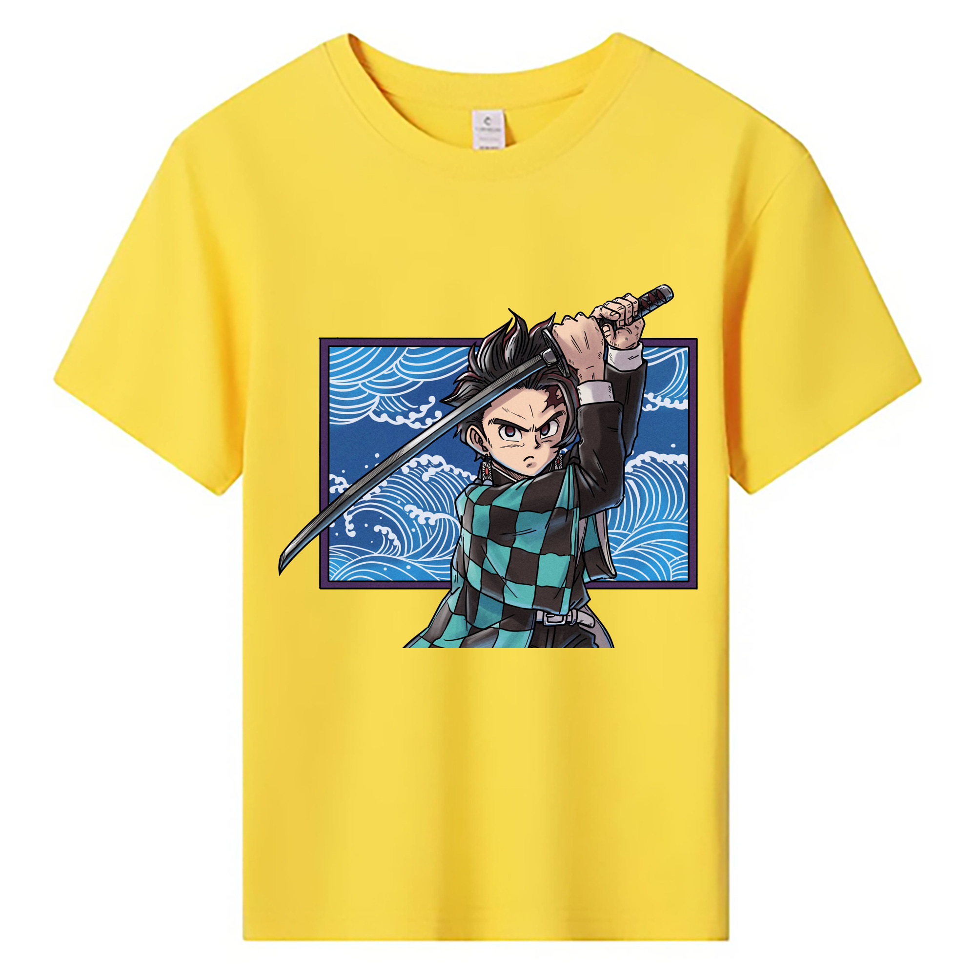 （画像用） 鬼滅の刃 竈門 炭治郎／かまど たんじろう Kamado Tanjirou 綿100％キッズTシャツ（フロントプリント）