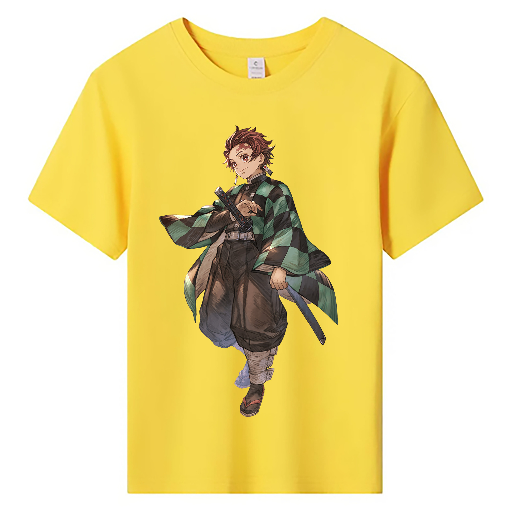 （画像用） 鬼滅の刃 竈門 炭治郎／かまど たんじろう Kamado Tanjirou 綿100％キッズTシャツ（フロントプリント）