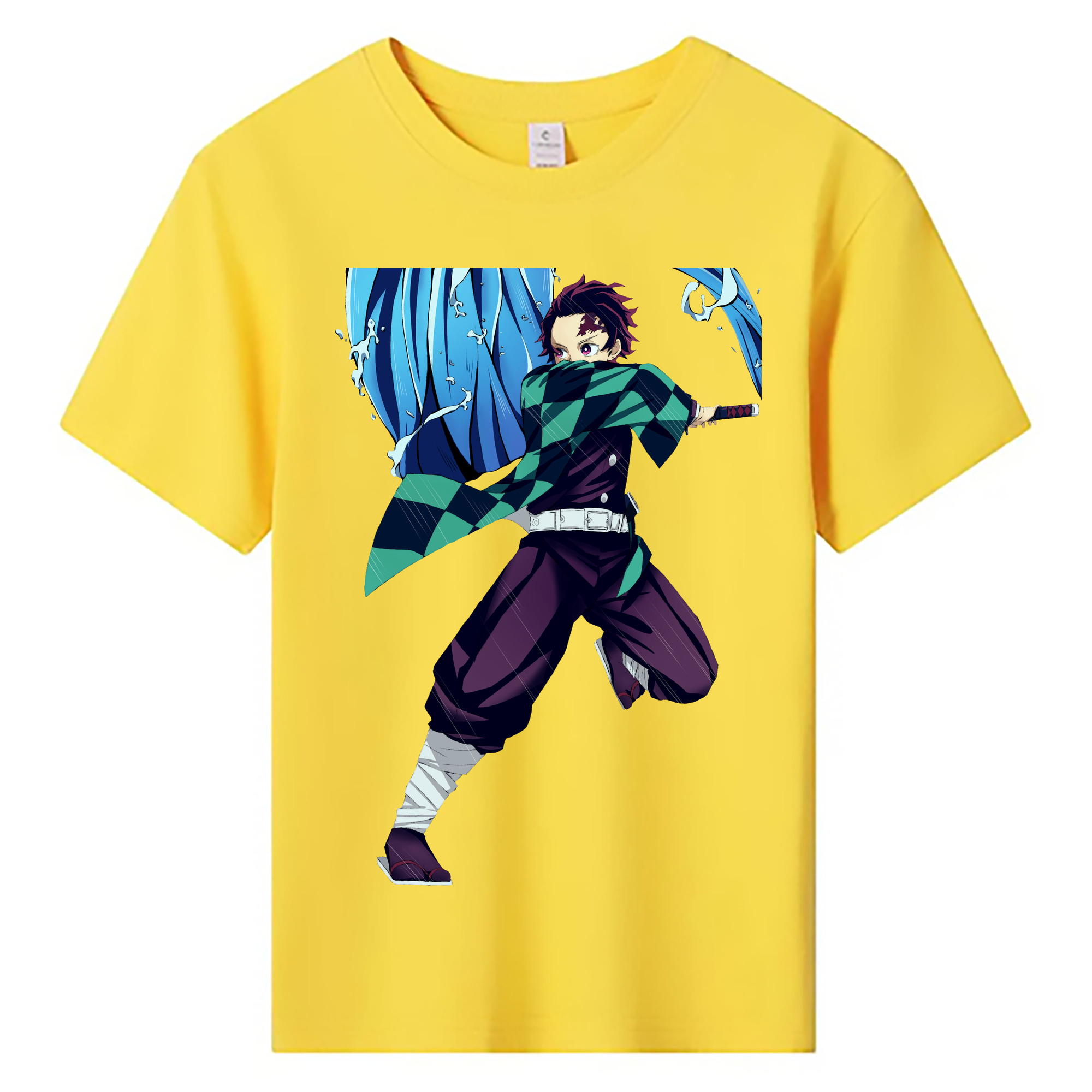 （画像用） 鬼滅の刃 竈門 炭治郎／かまど たんじろう Kamado Tanjirou 綿100％キッズTシャツ（フロントプリント）